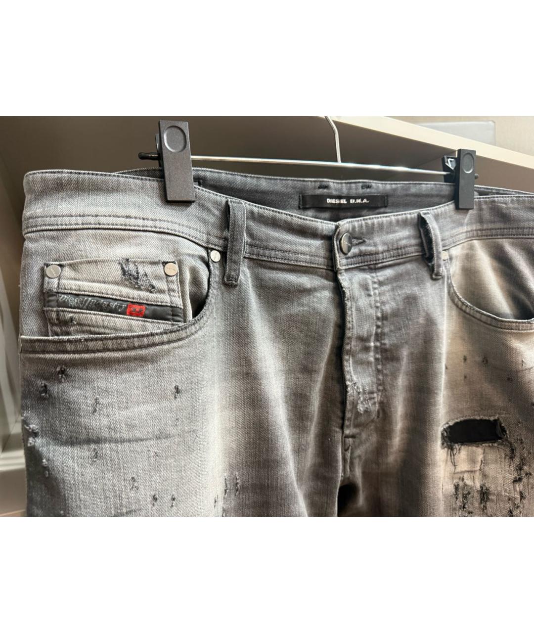 DIESEL Серые хлопко-эластановые джинсы скинни, фото 5