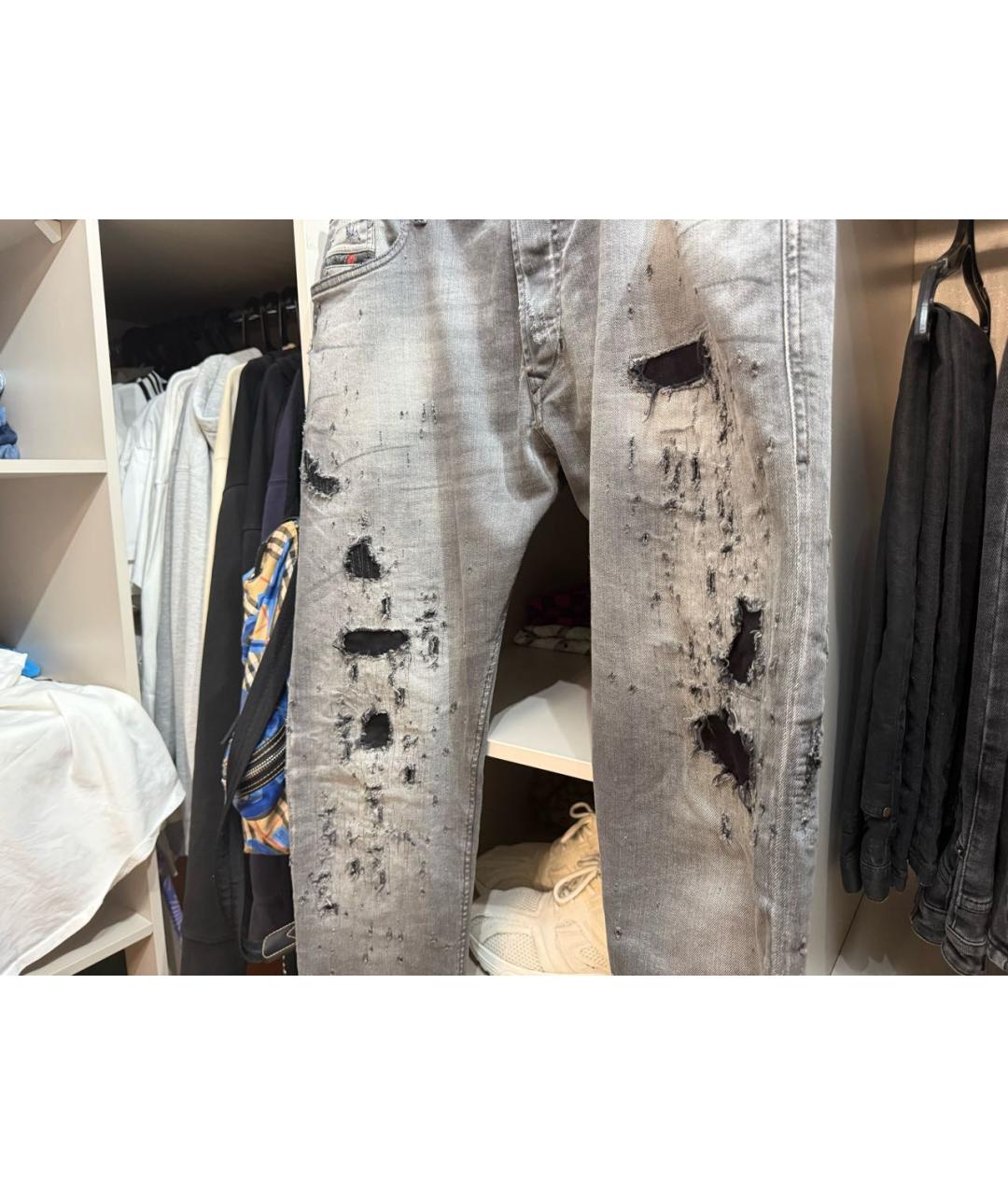 DIESEL Серые хлопко-эластановые джинсы скинни, фото 3