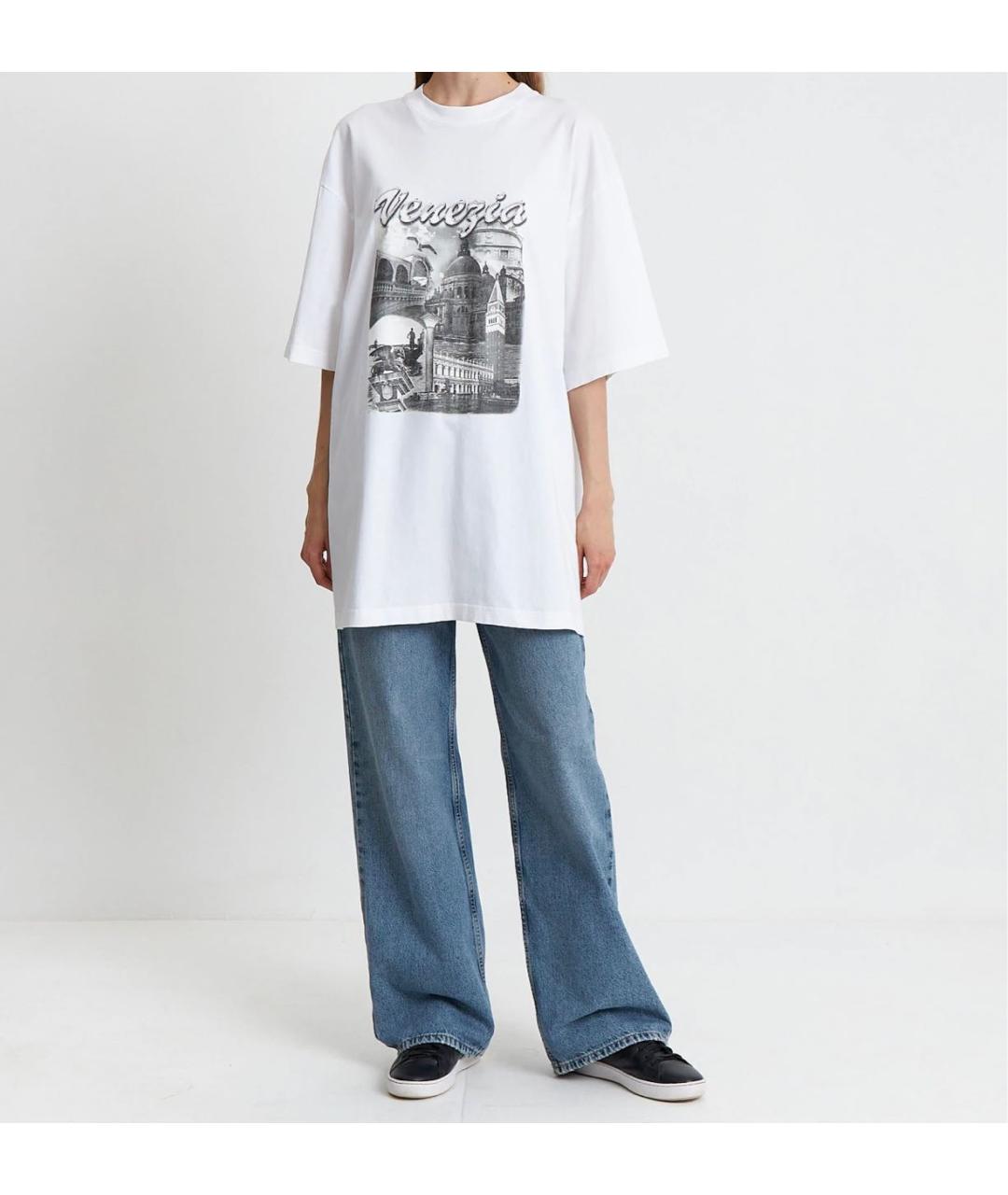 BALENCIAGA Белая хлопковая футболка, фото 4