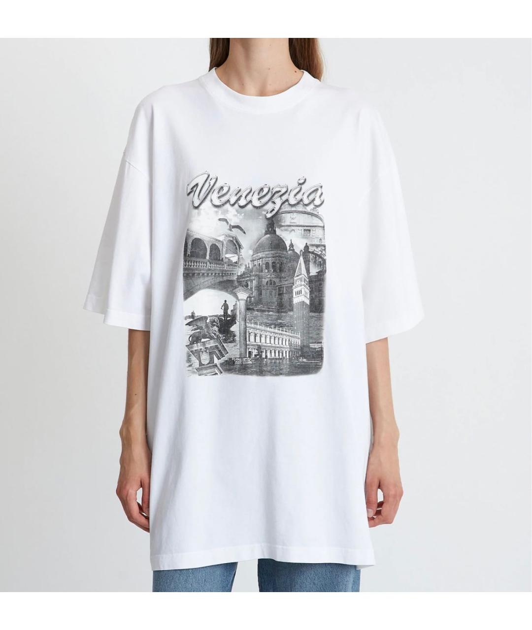 BALENCIAGA Белая хлопковая футболка, фото 5