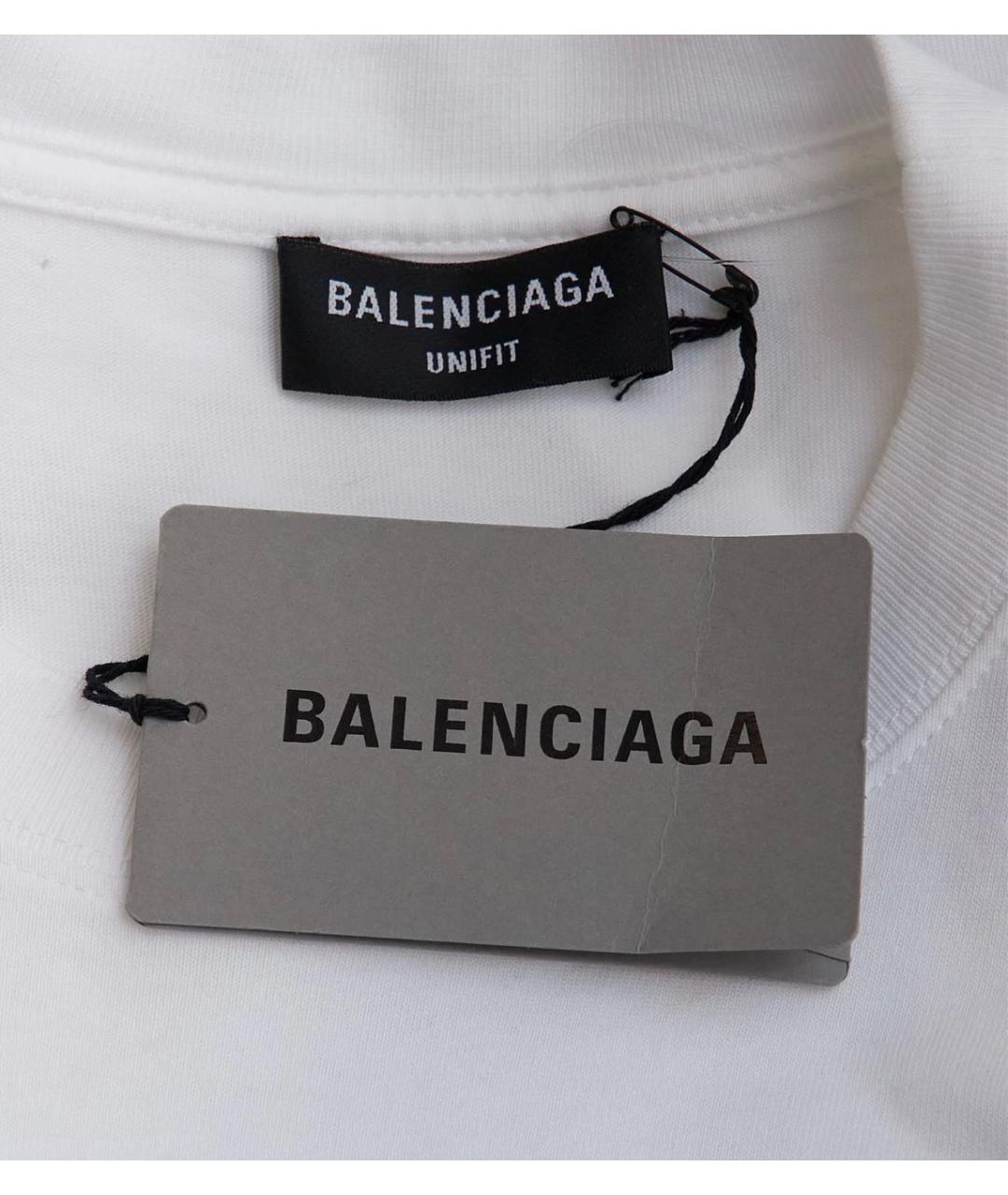 BALENCIAGA Белая хлопковая футболка, фото 6