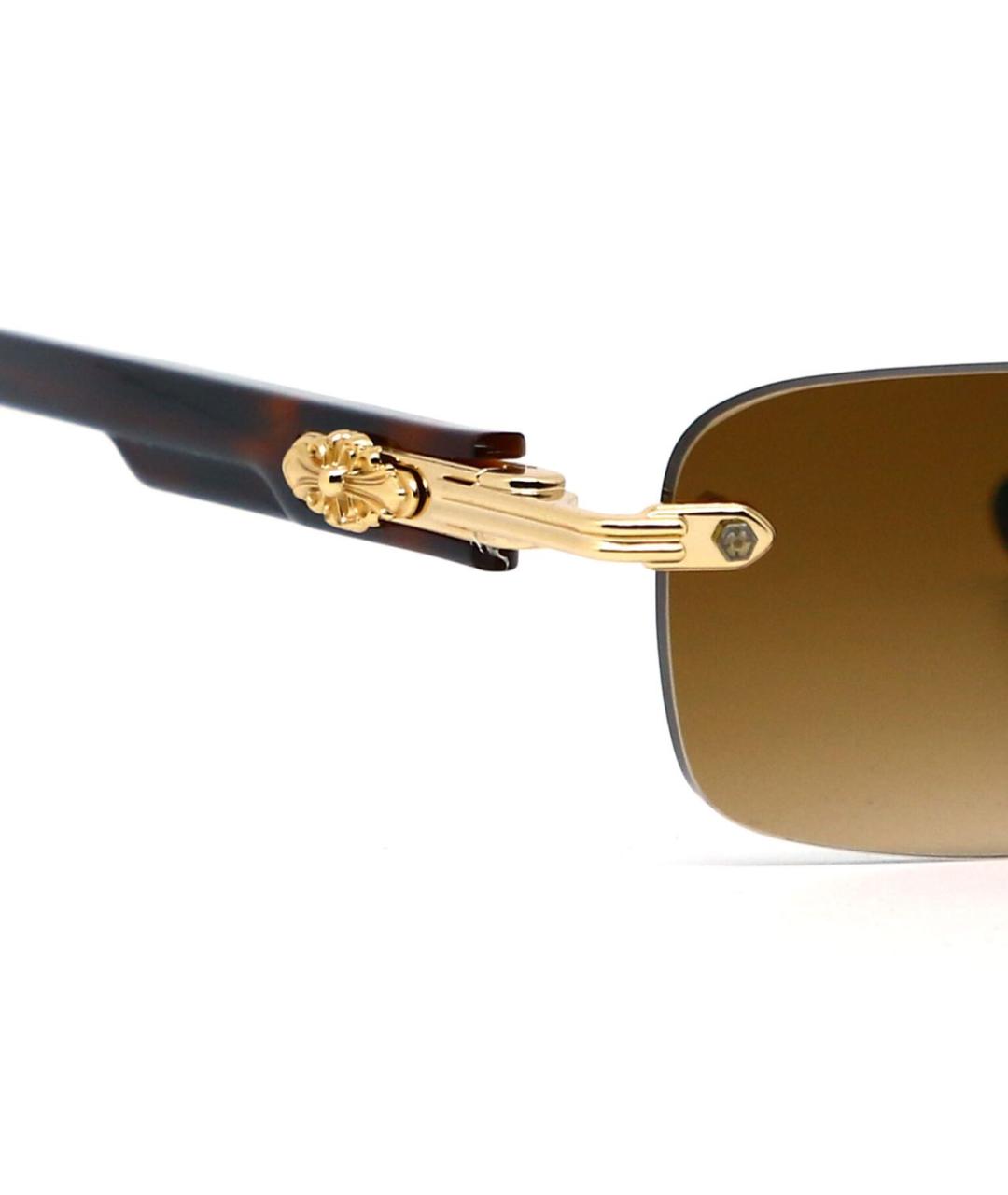 CHROME HEARTS Коричневые металлические солнцезащитные очки, фото 3