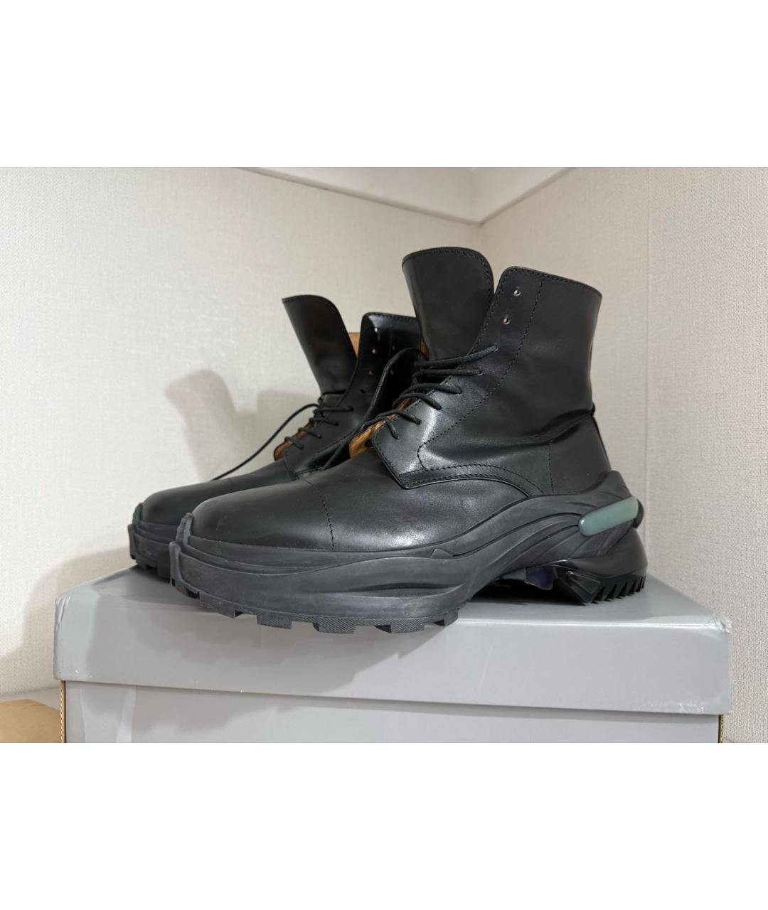 MAISON MARGIELA Черные кожаные высокие ботинки, фото 2