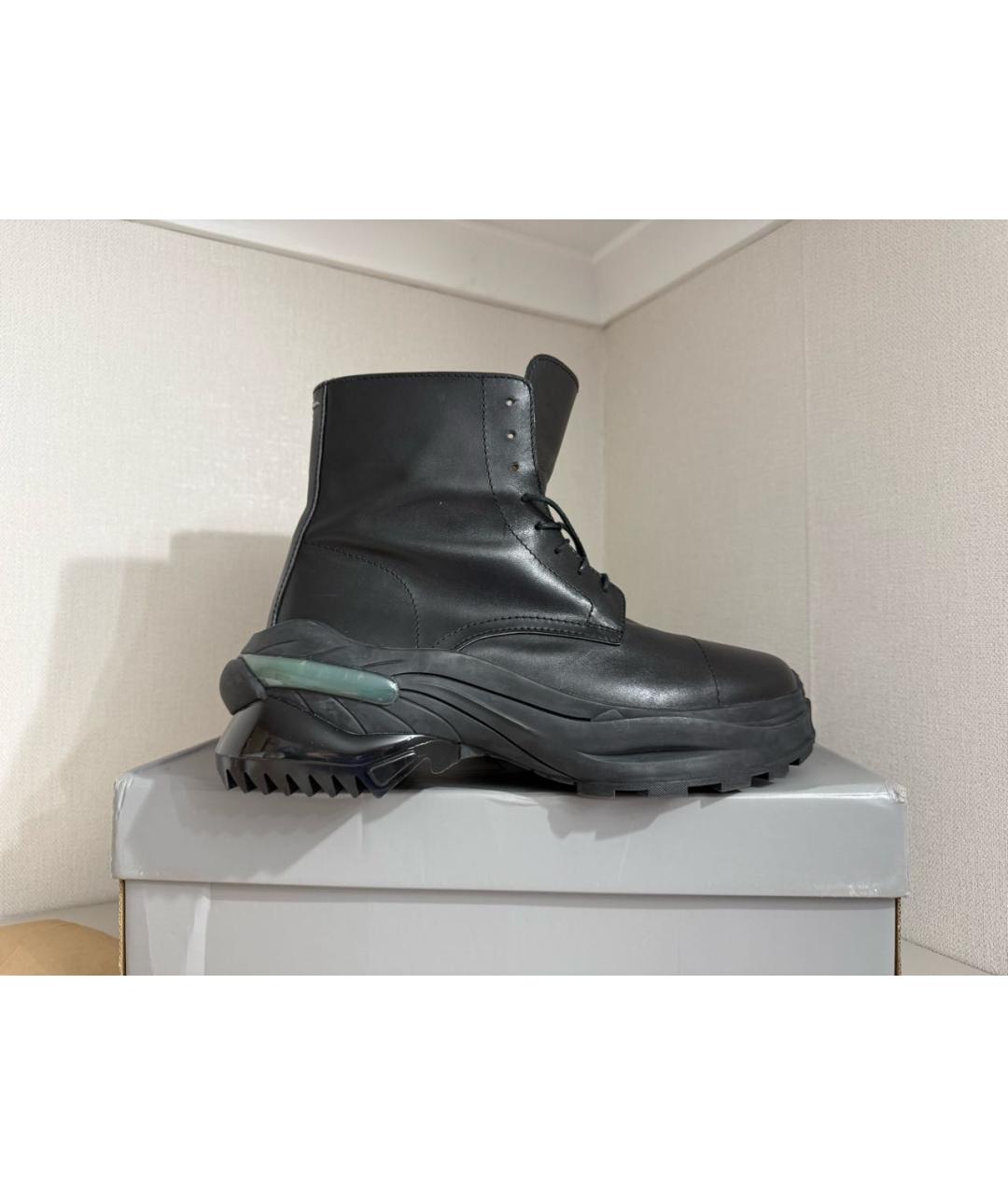 MAISON MARGIELA Черные кожаные высокие ботинки, фото 7