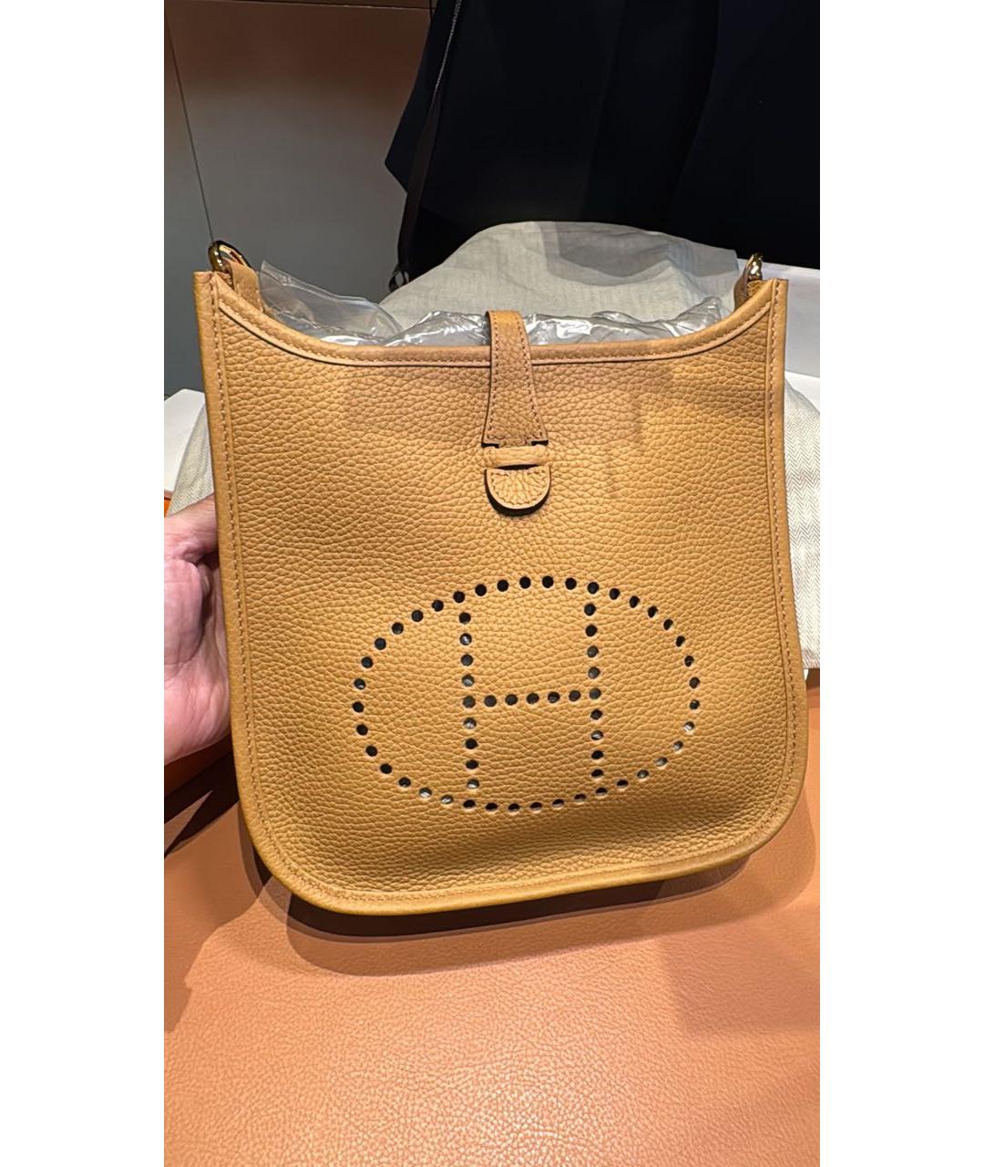 HERMES Горчичная кожаная сумка через плечо, фото 4