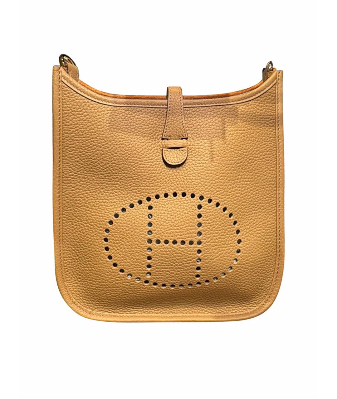 HERMES Горчичная кожаная сумка через плечо, фото 1