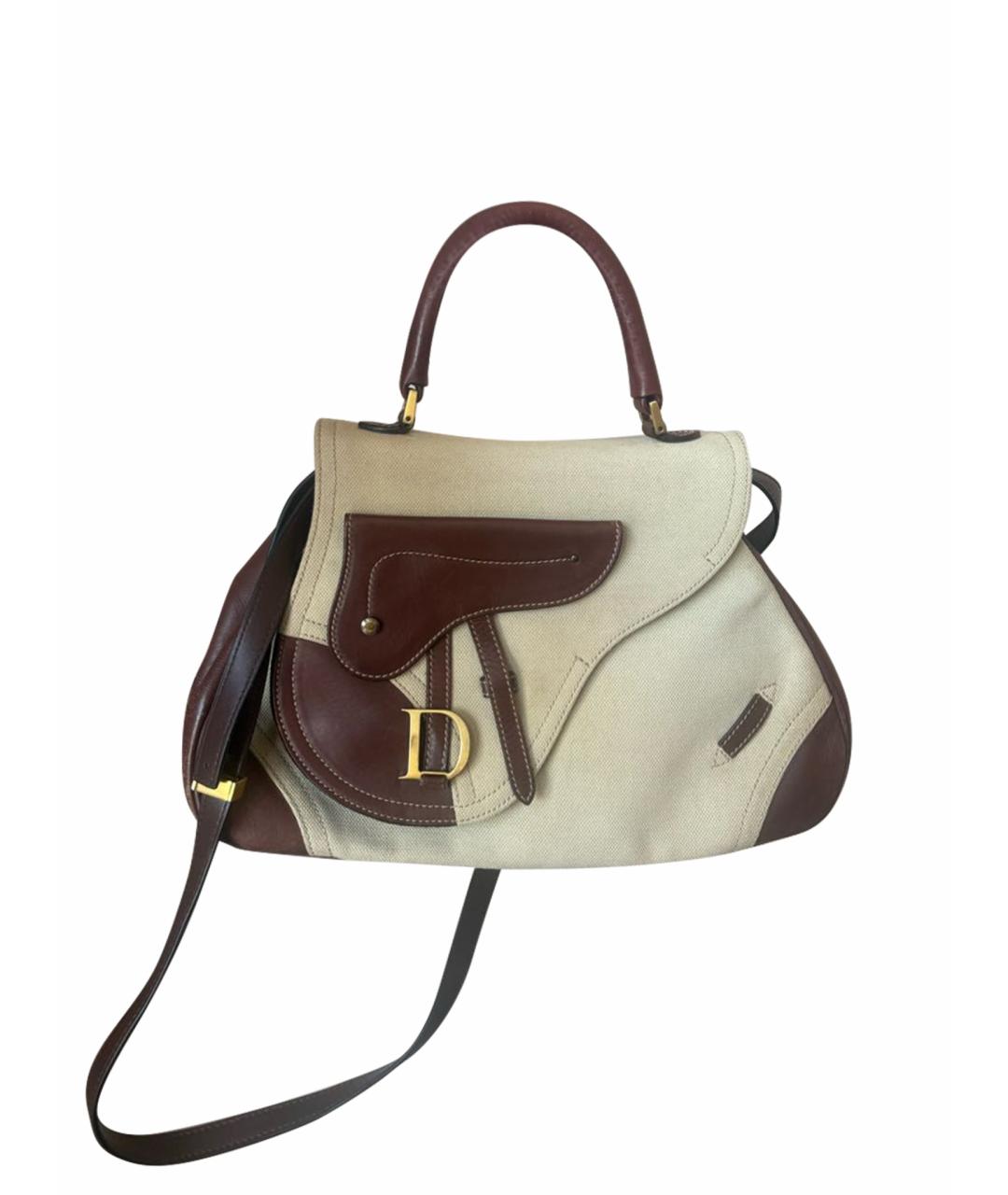 CHRISTIAN DIOR Бежевая тканевая сумка с короткими ручками, фото 1