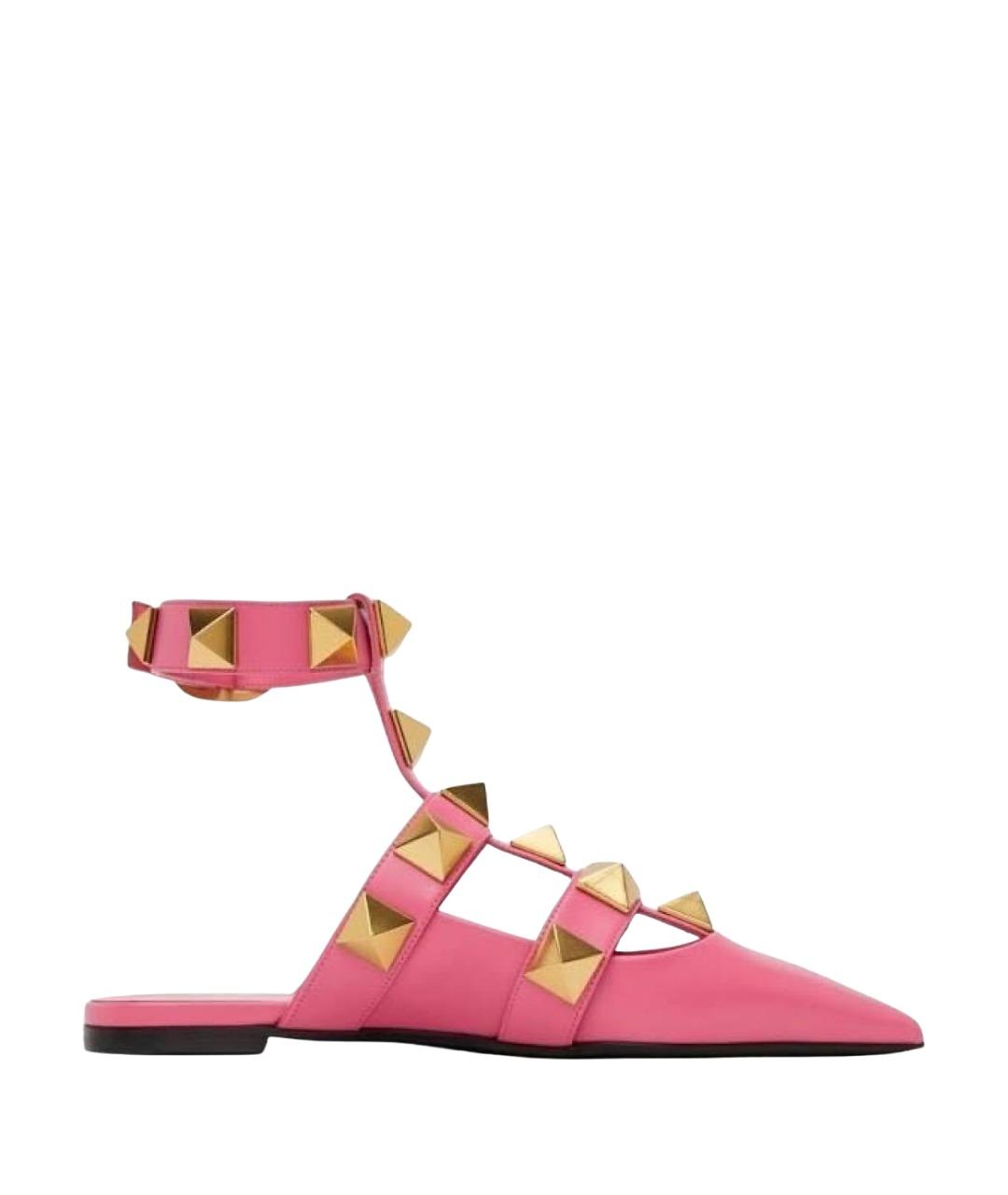 VALENTINO Розовые кожаные босоножки, фото 1