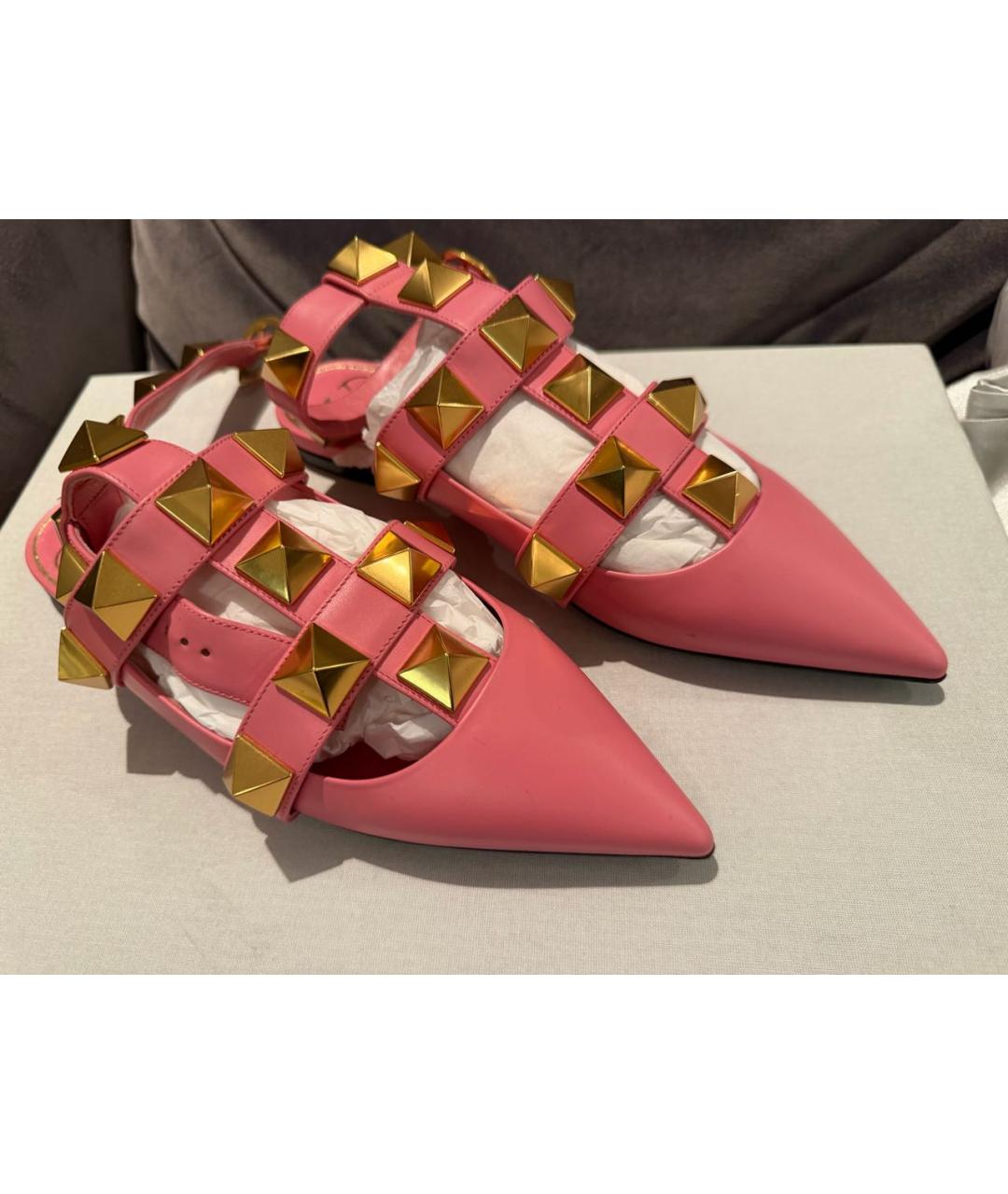 VALENTINO Розовые кожаные босоножки, фото 3