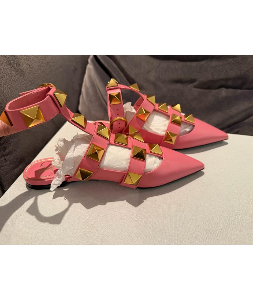 VALENTINO Розовые кожаные босоножки, фото 4