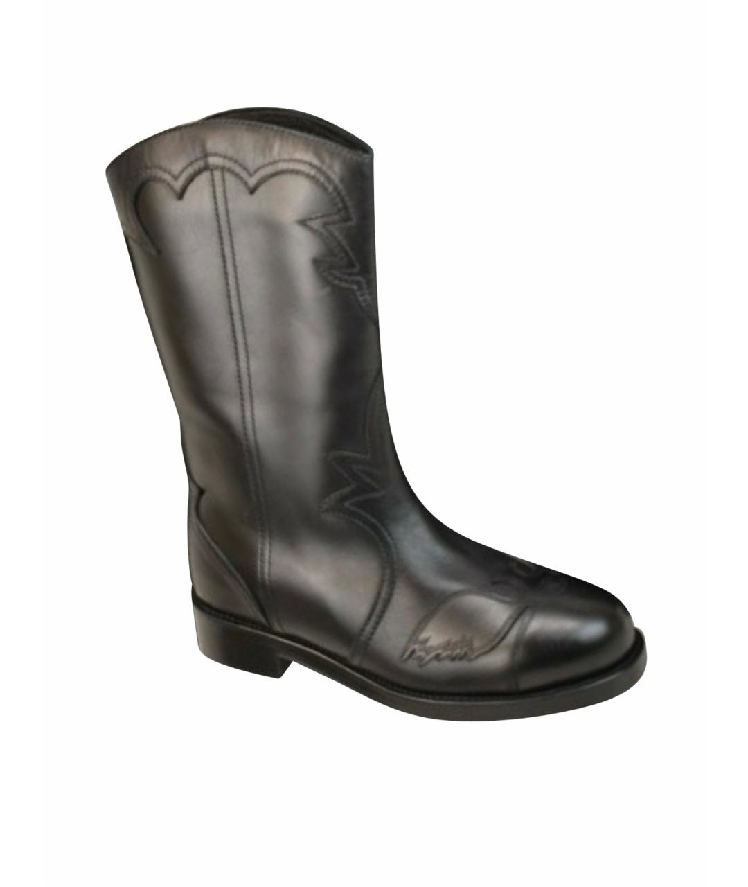 CHANEL Черные кожаные сапоги, фото 1