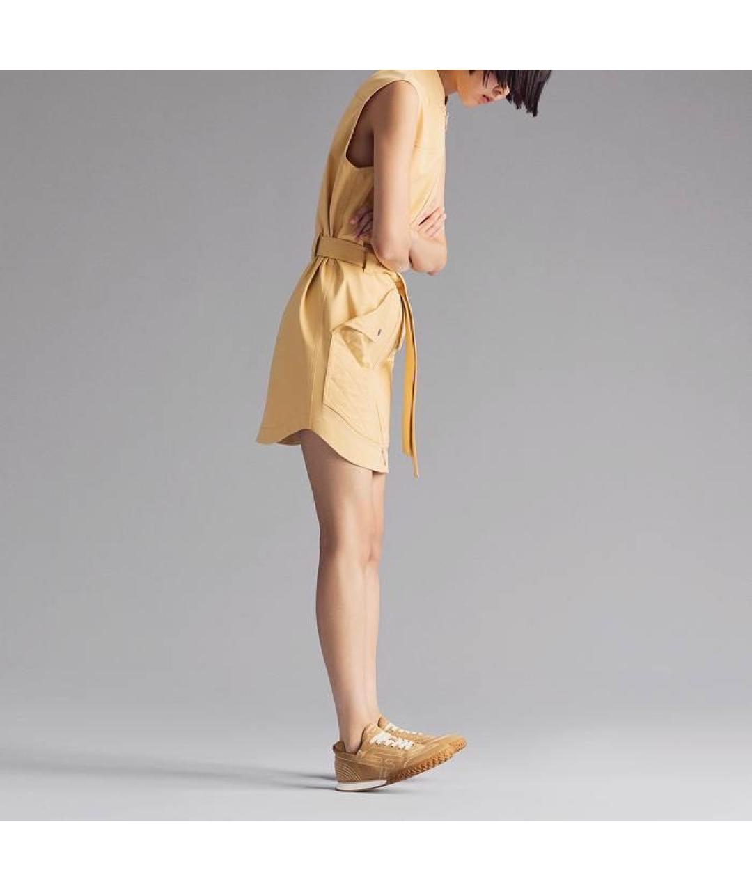 HERMES Бежевые замшевые кроссовки, фото 3