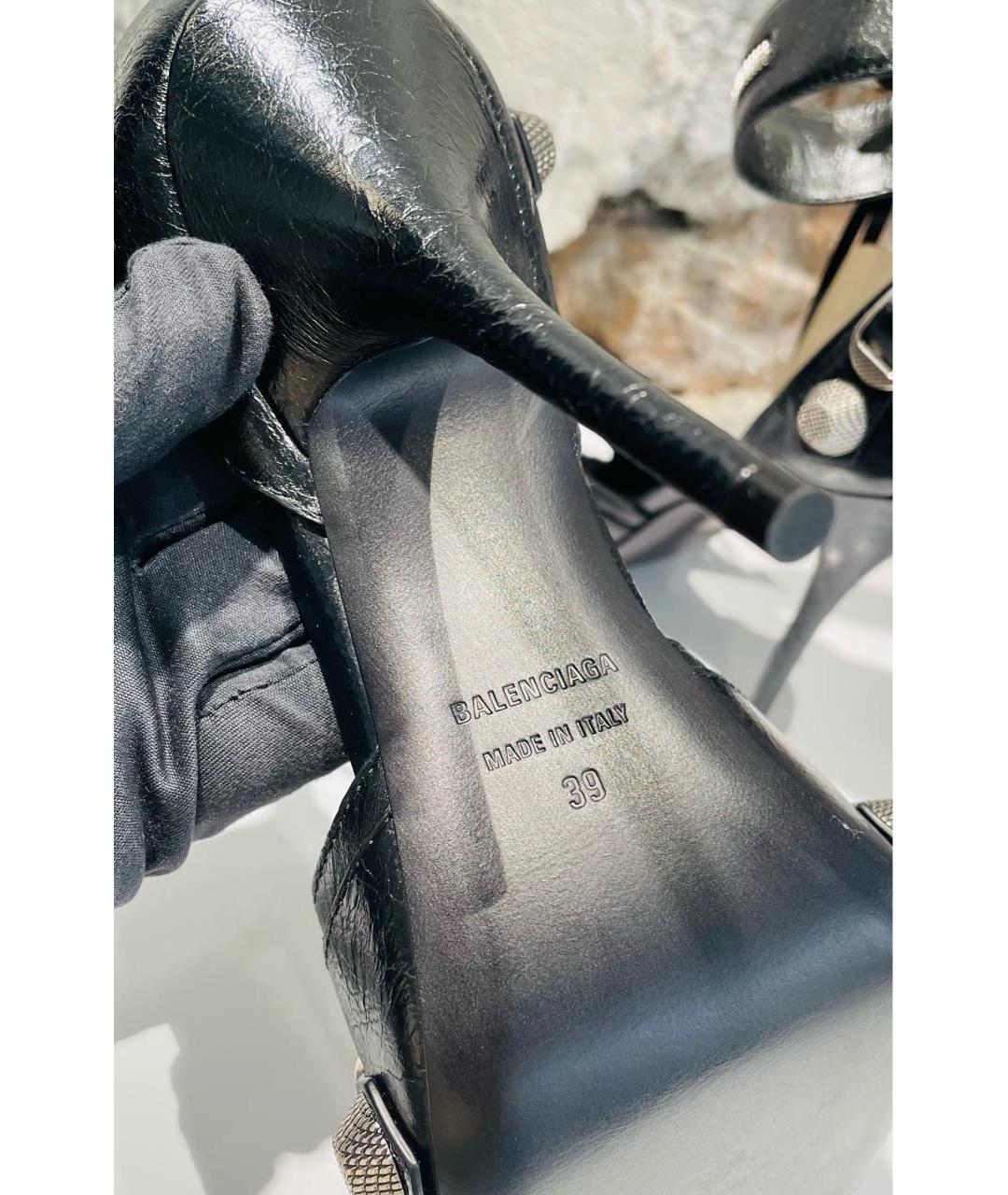 BALENCIAGA Черные кожаные босоножки, фото 7