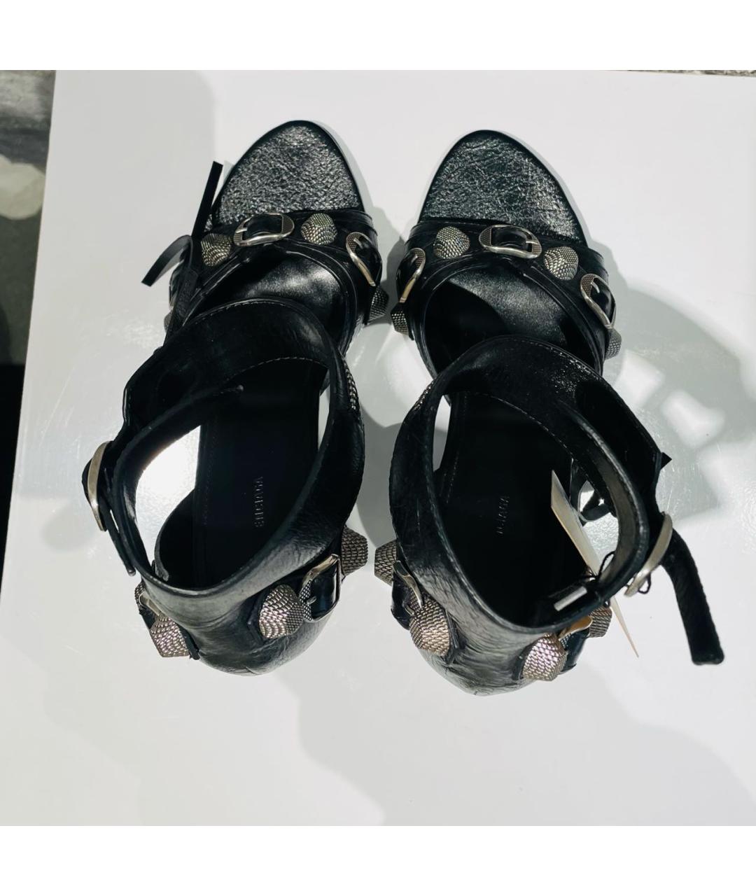 BALENCIAGA Черные кожаные босоножки, фото 3