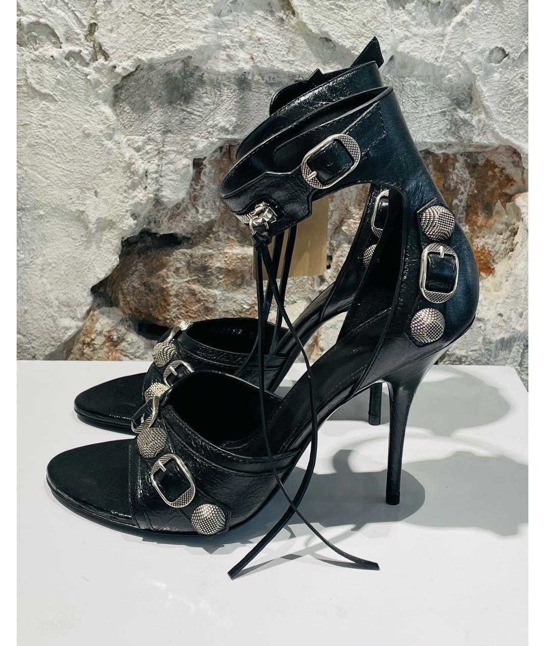 BALENCIAGA Черные кожаные босоножки, фото 9