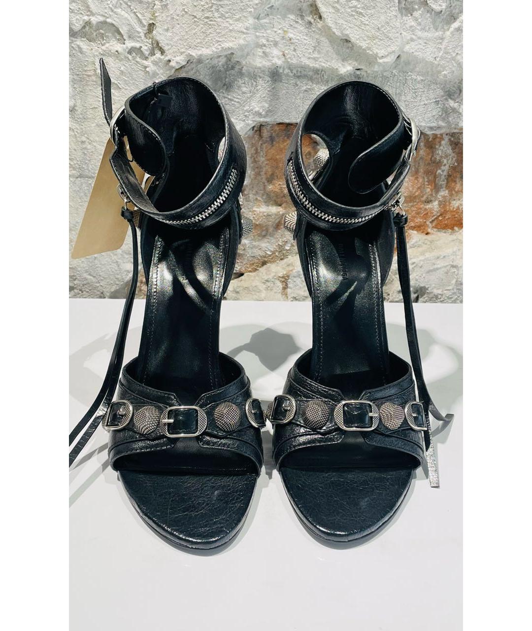 BALENCIAGA Черные кожаные босоножки, фото 2