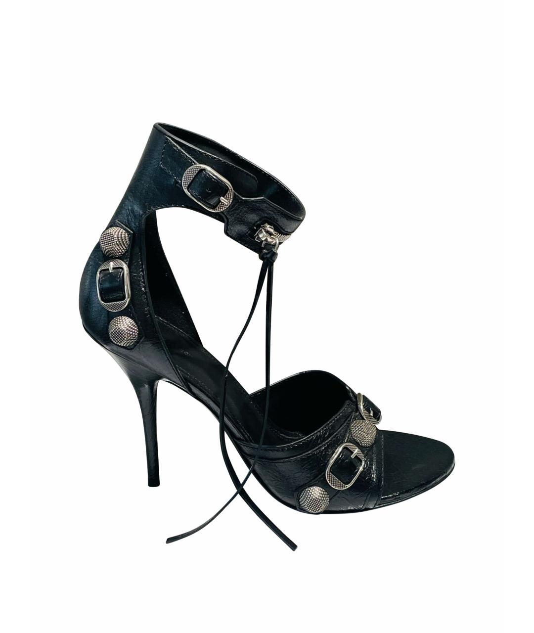 BALENCIAGA Черные кожаные босоножки, фото 1