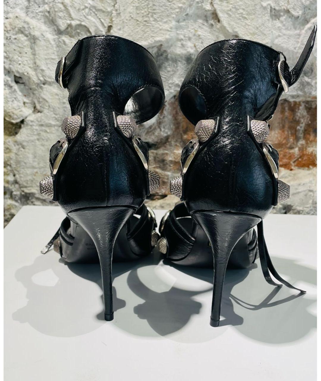 BALENCIAGA Черные кожаные босоножки, фото 4