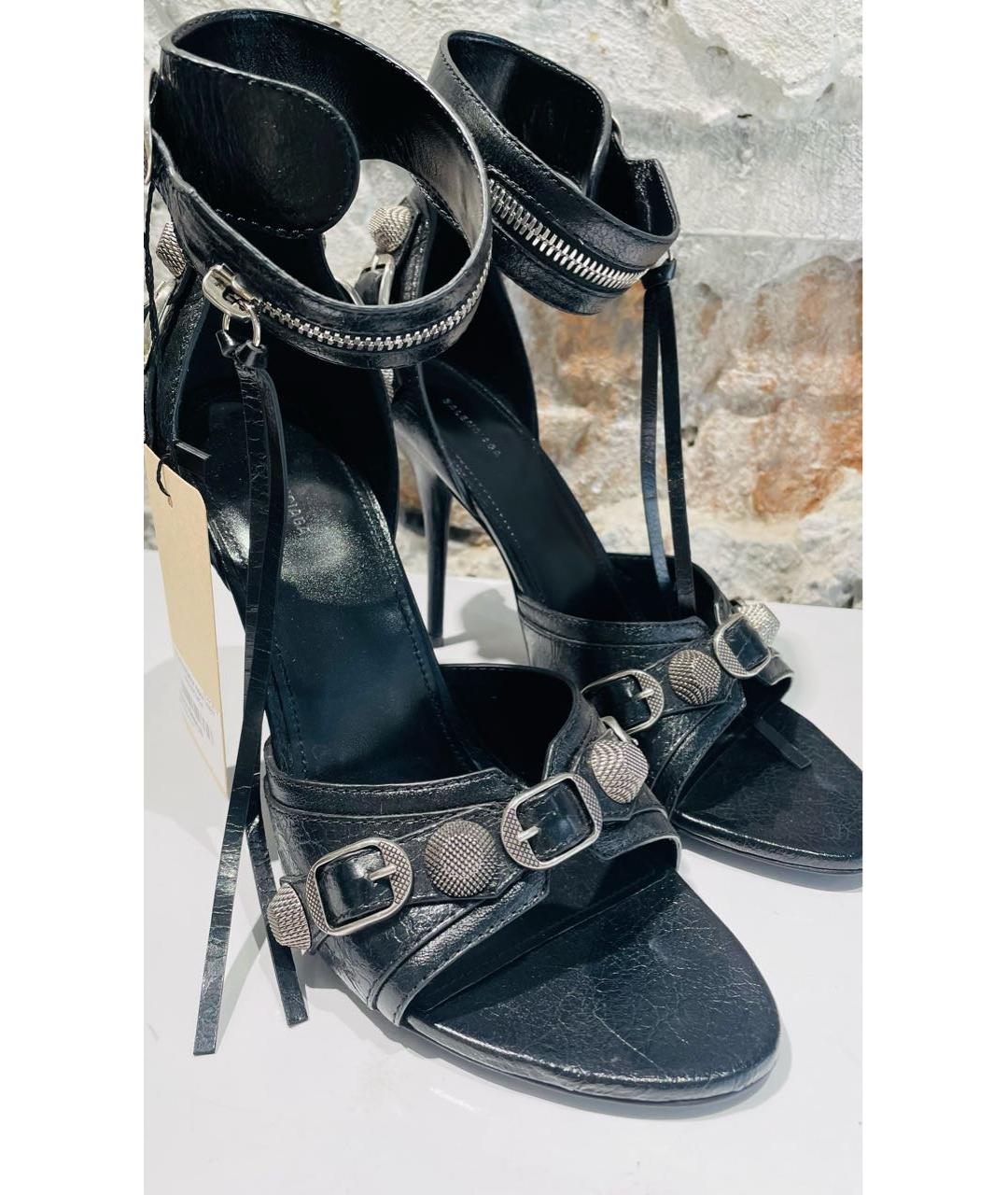 BALENCIAGA Черные кожаные босоножки, фото 8