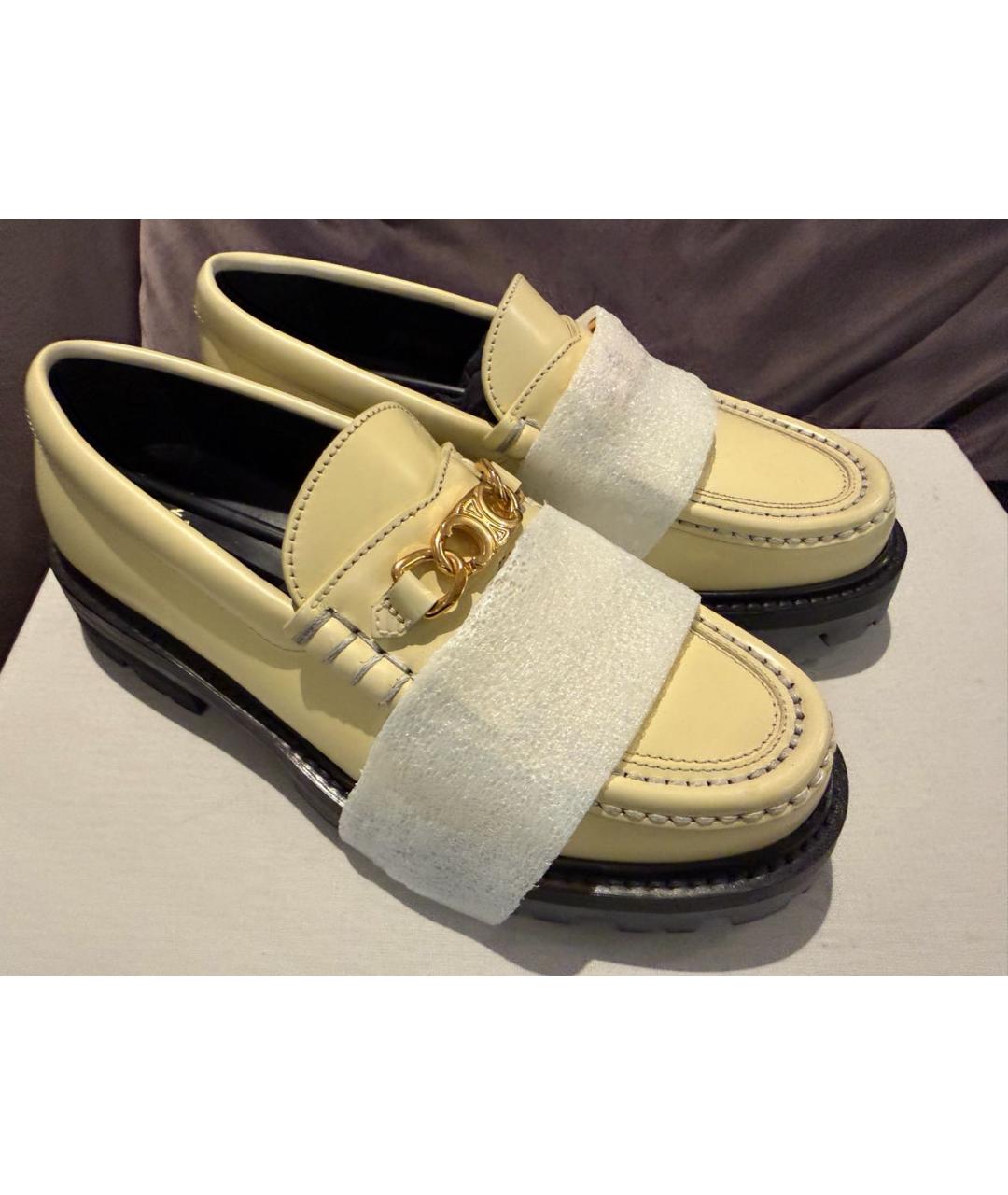 CELINE Желтые кожаные лоферы, фото 2