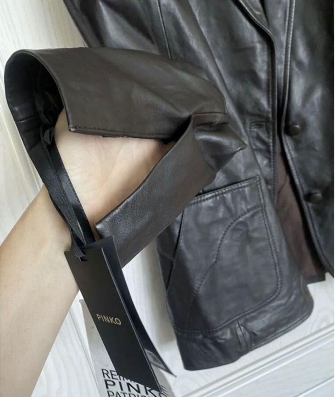PINKO Коричневый кожаный жакет/пиджак, фото 5