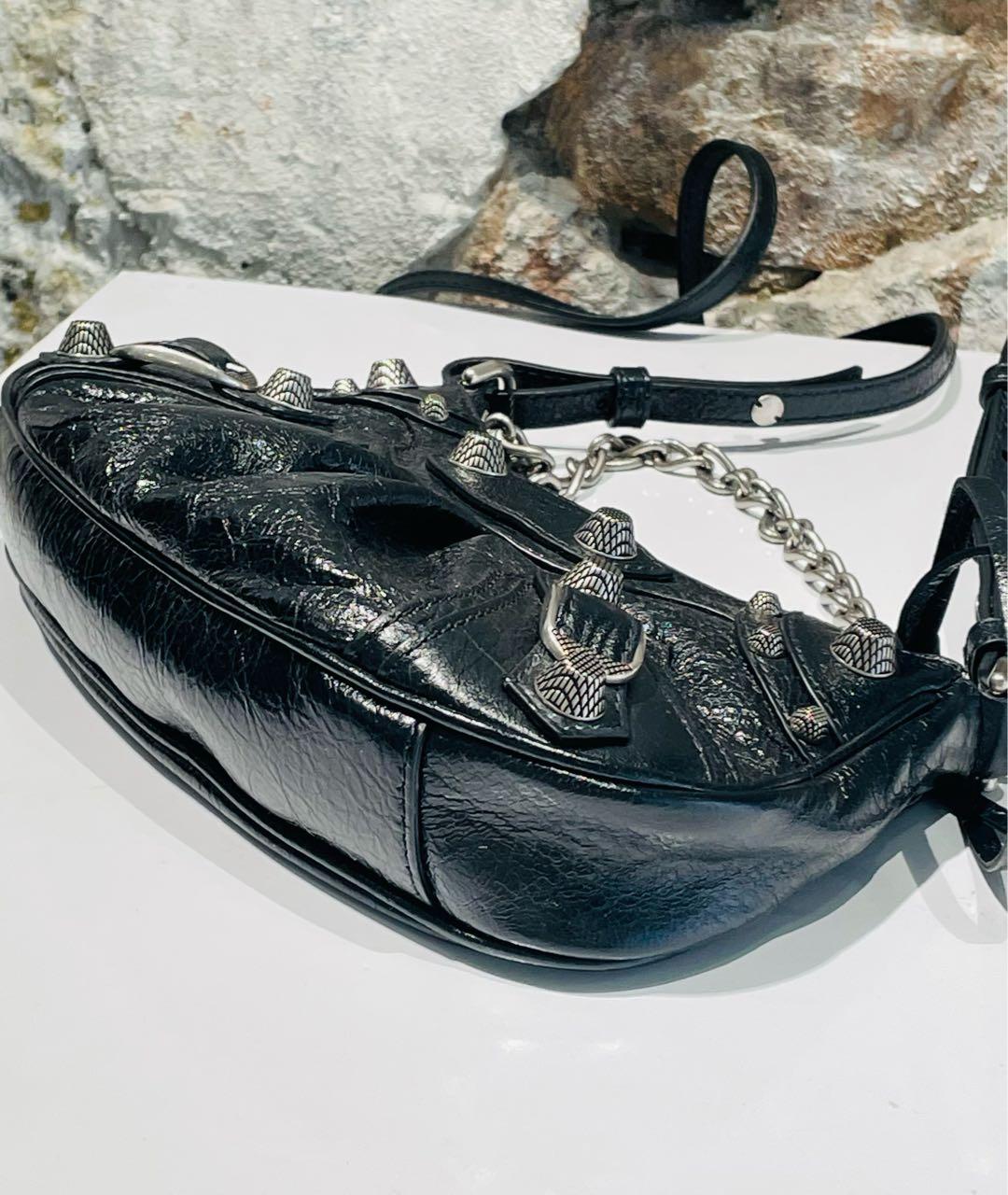 BALENCIAGA Черная кожаная сумка через плечо, фото 7