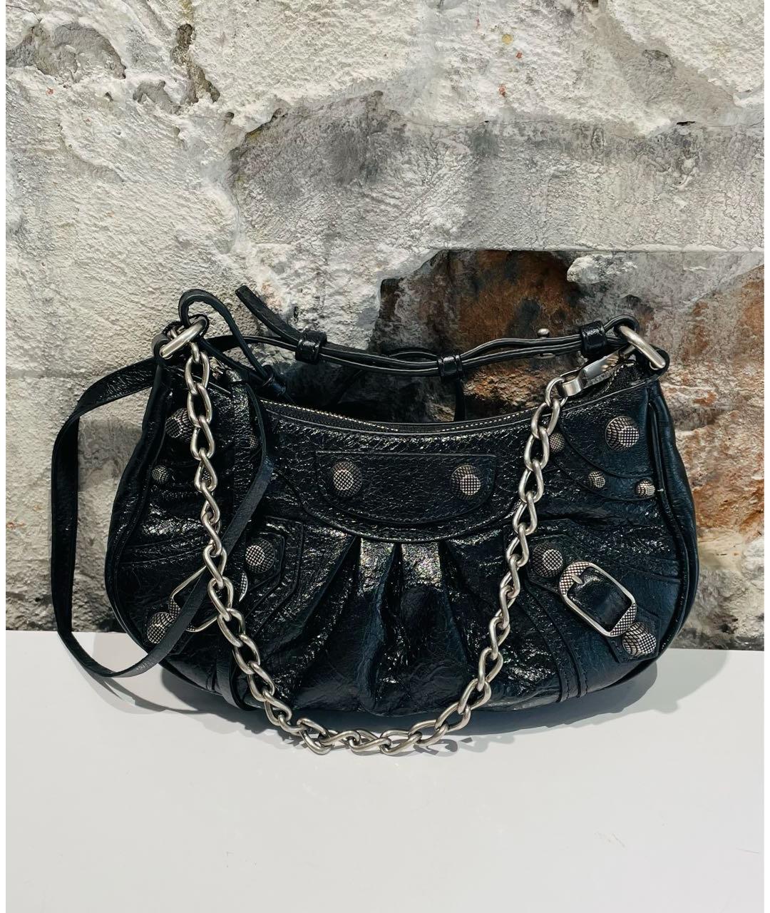 BALENCIAGA Черная кожаная сумка через плечо, фото 8