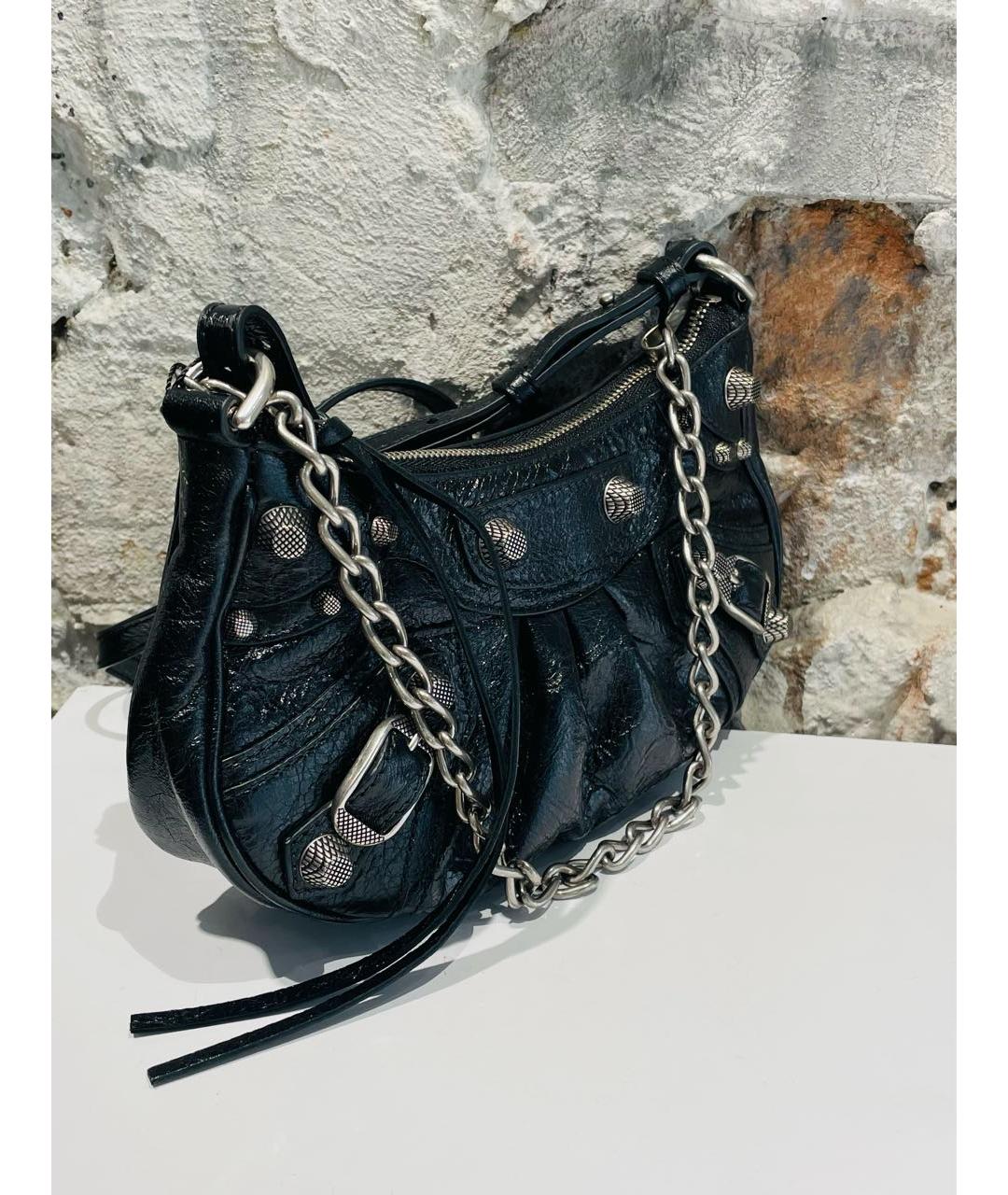 BALENCIAGA Черная кожаная сумка через плечо, фото 2