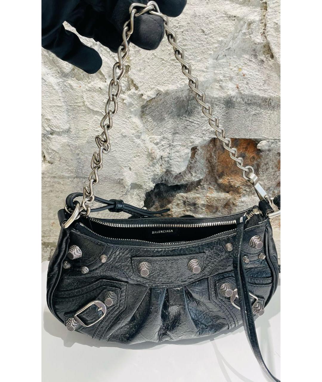 BALENCIAGA Черная кожаная сумка через плечо, фото 5