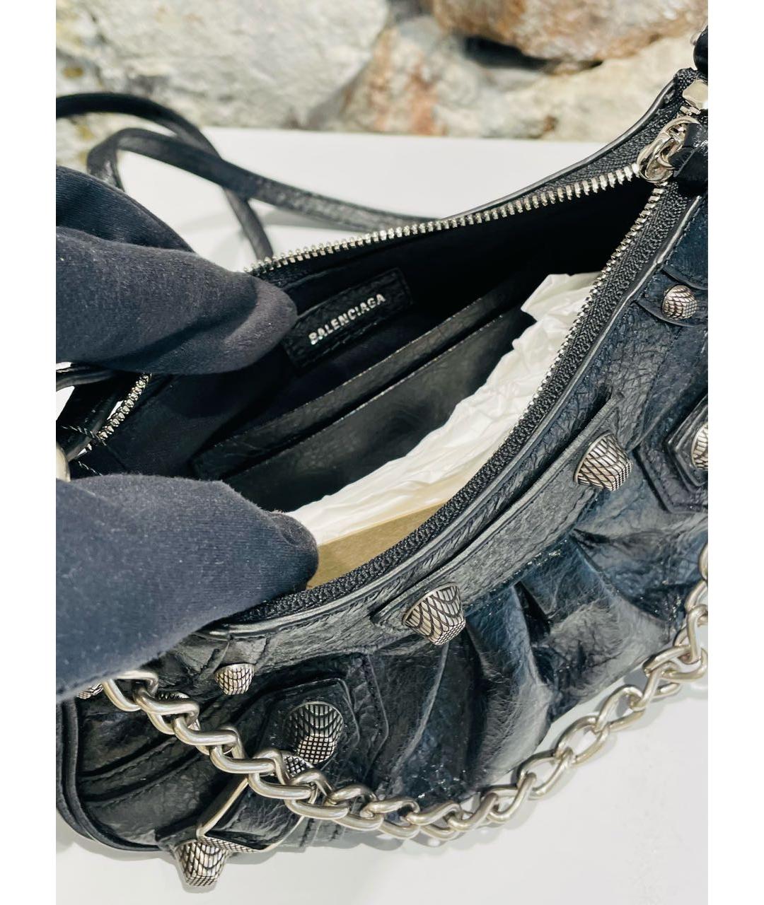 BALENCIAGA Черная кожаная сумка через плечо, фото 4