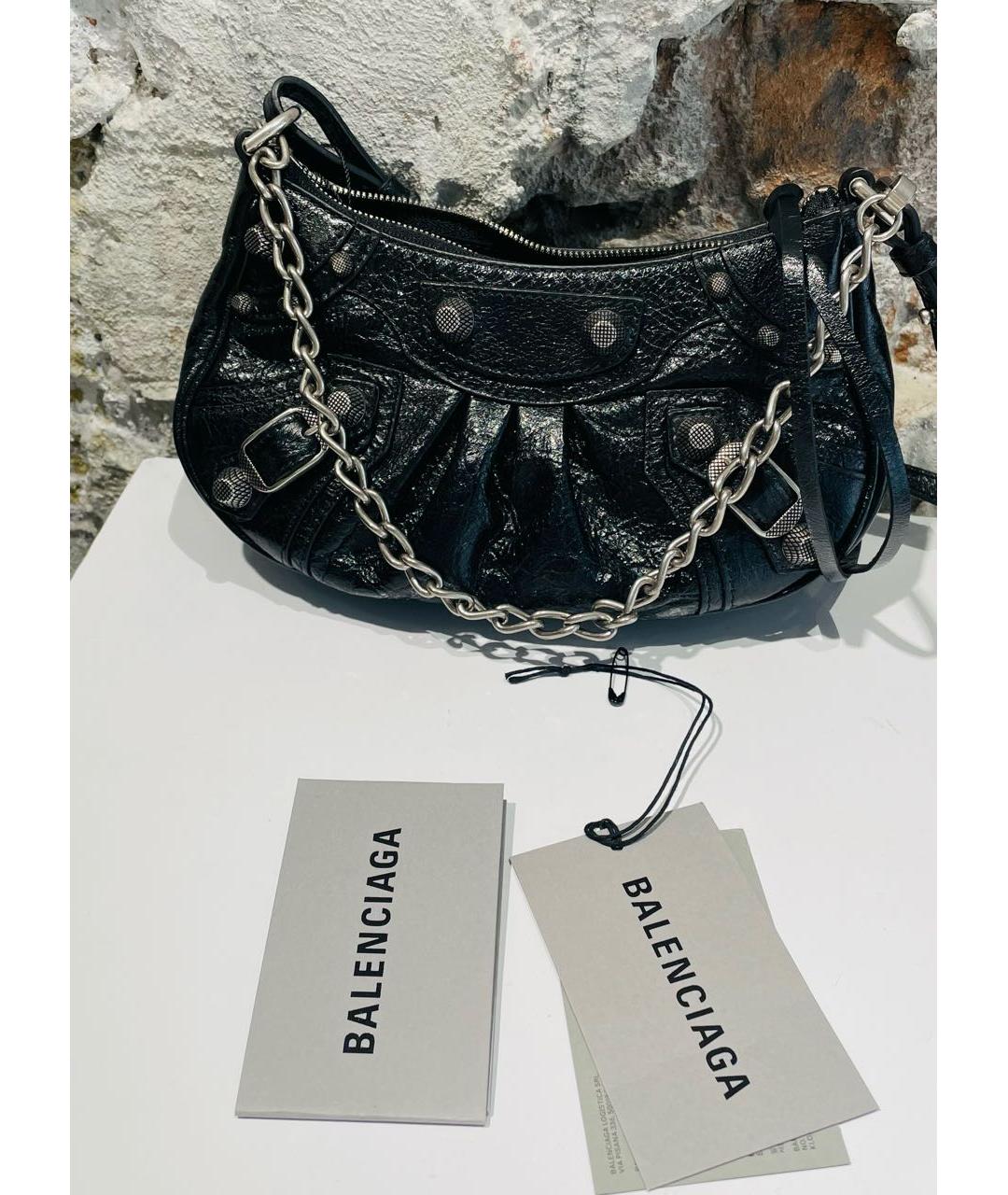 BALENCIAGA Черная кожаная сумка через плечо, фото 6