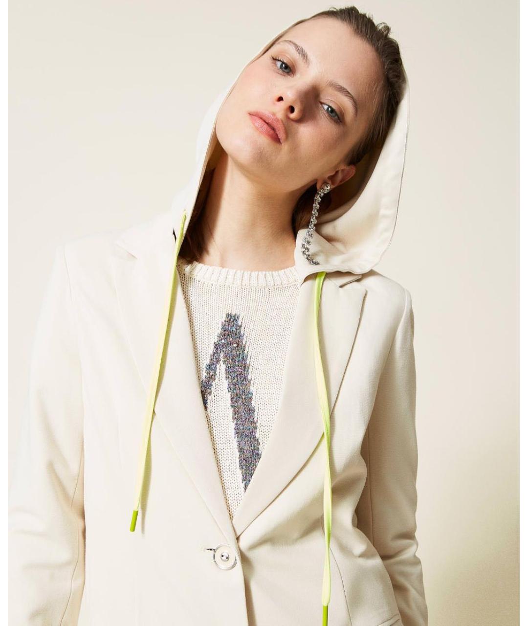 TWIN-SET Бежевый вискозный жакет/пиджак, фото 3