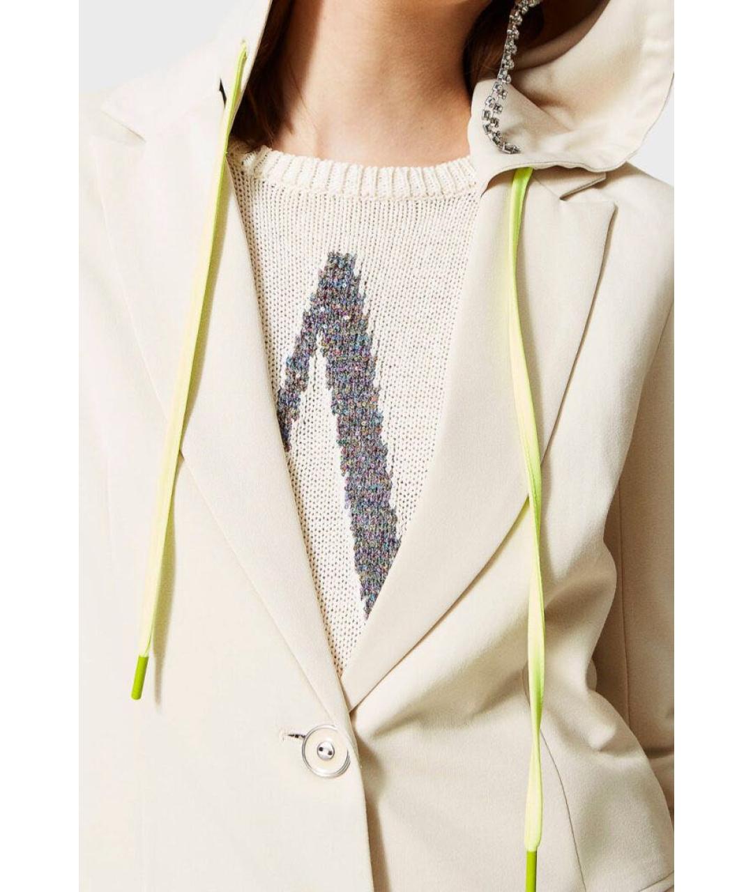 TWIN-SET Бежевый вискозный жакет/пиджак, фото 6