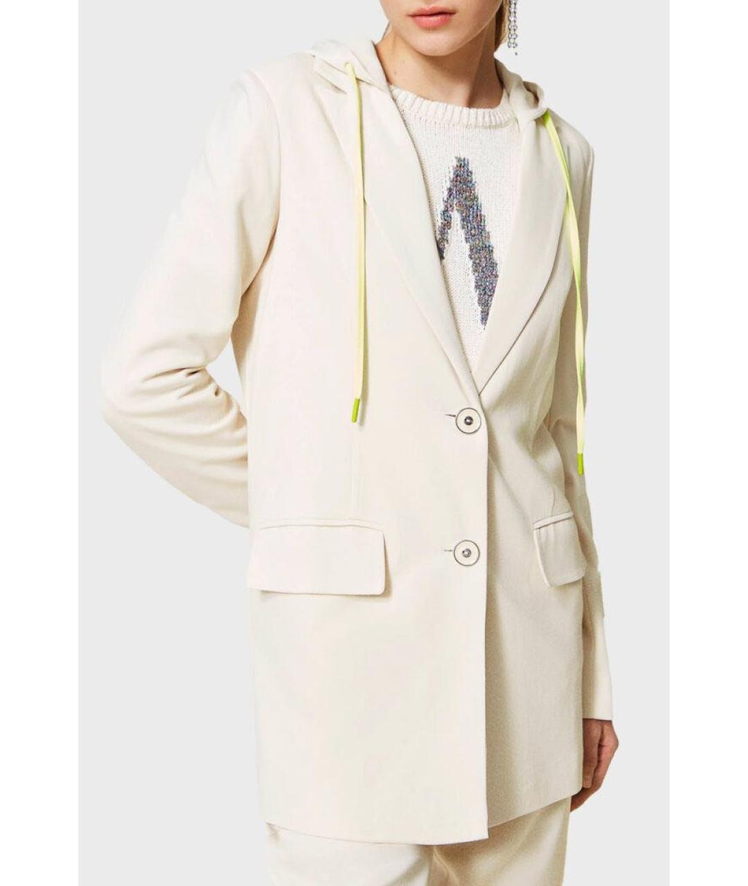 TWIN-SET Бежевый вискозный жакет/пиджак, фото 2