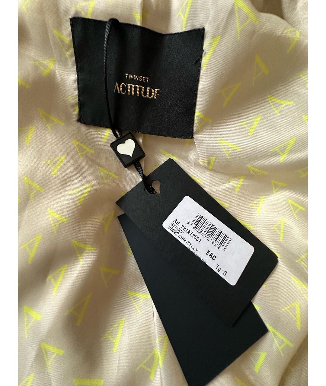 TWIN-SET Бежевый вискозный жакет/пиджак, фото 7