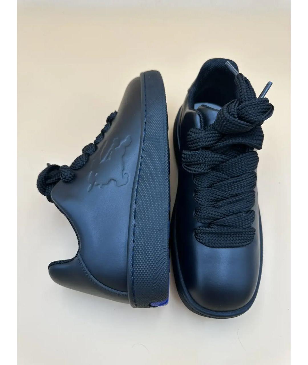 BURBERRY Черные кожаные кеды, фото 3