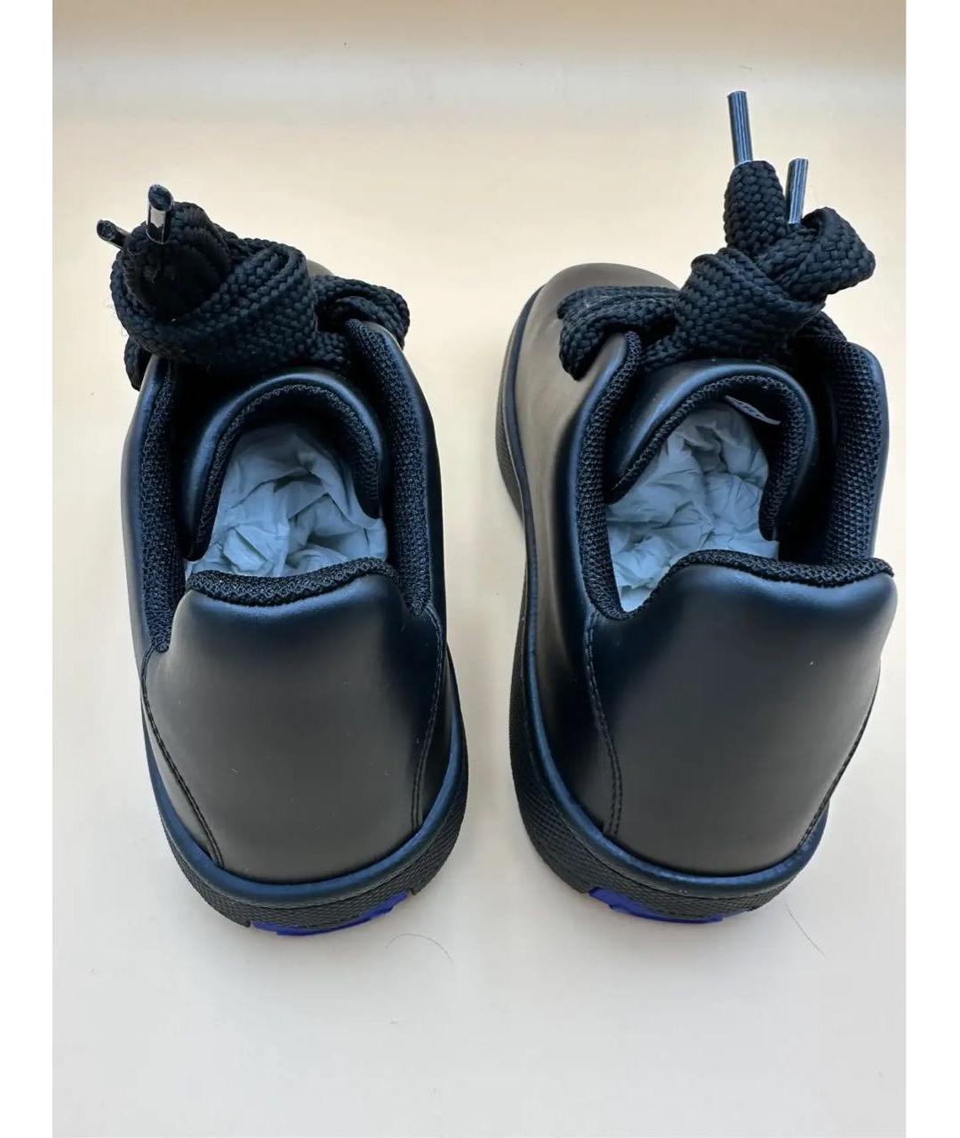 BURBERRY Черные кожаные кеды, фото 4