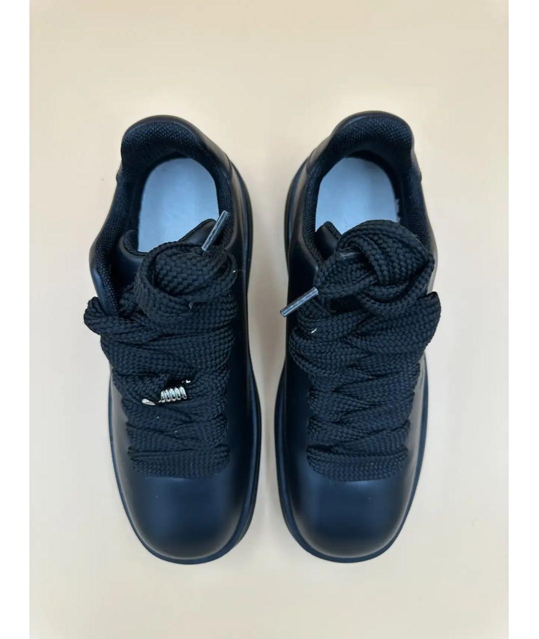 BURBERRY Черные кожаные кеды, фото 2