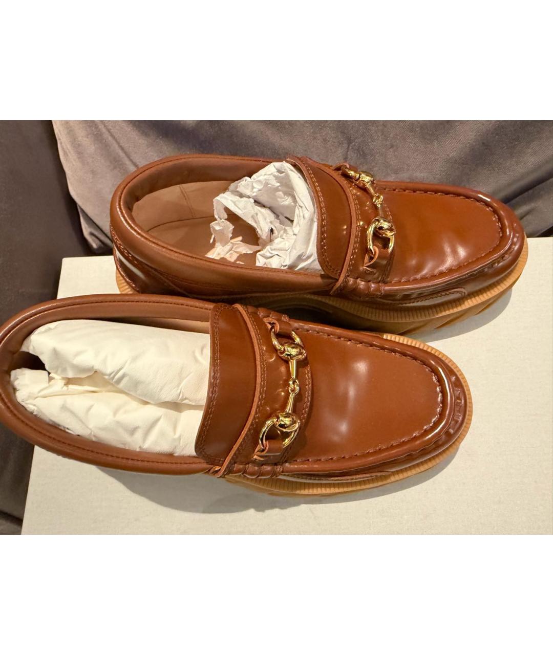 GUCCI Коричневые кожаные лоферы, фото 3