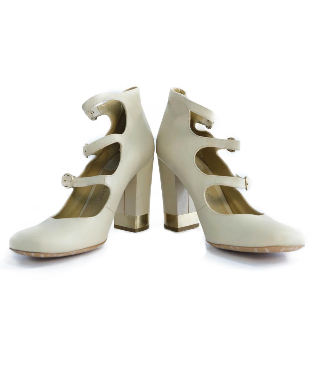 CHLOE Бежевые кожаные туфли, фото 4