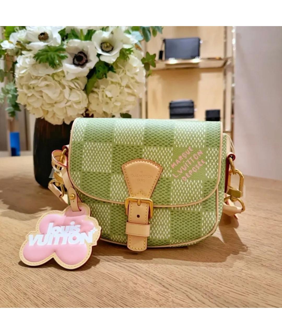 LOUIS VUITTON Салатовая кожаная сумка на плечо, фото 5