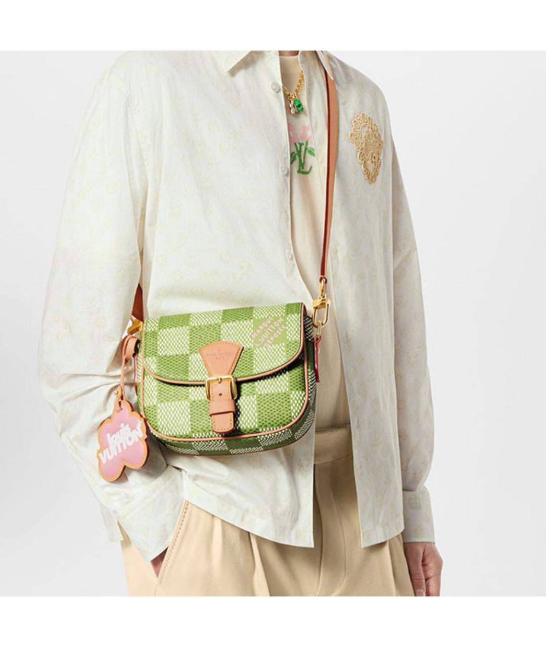 LOUIS VUITTON Салатовая кожаная сумка на плечо, фото 4