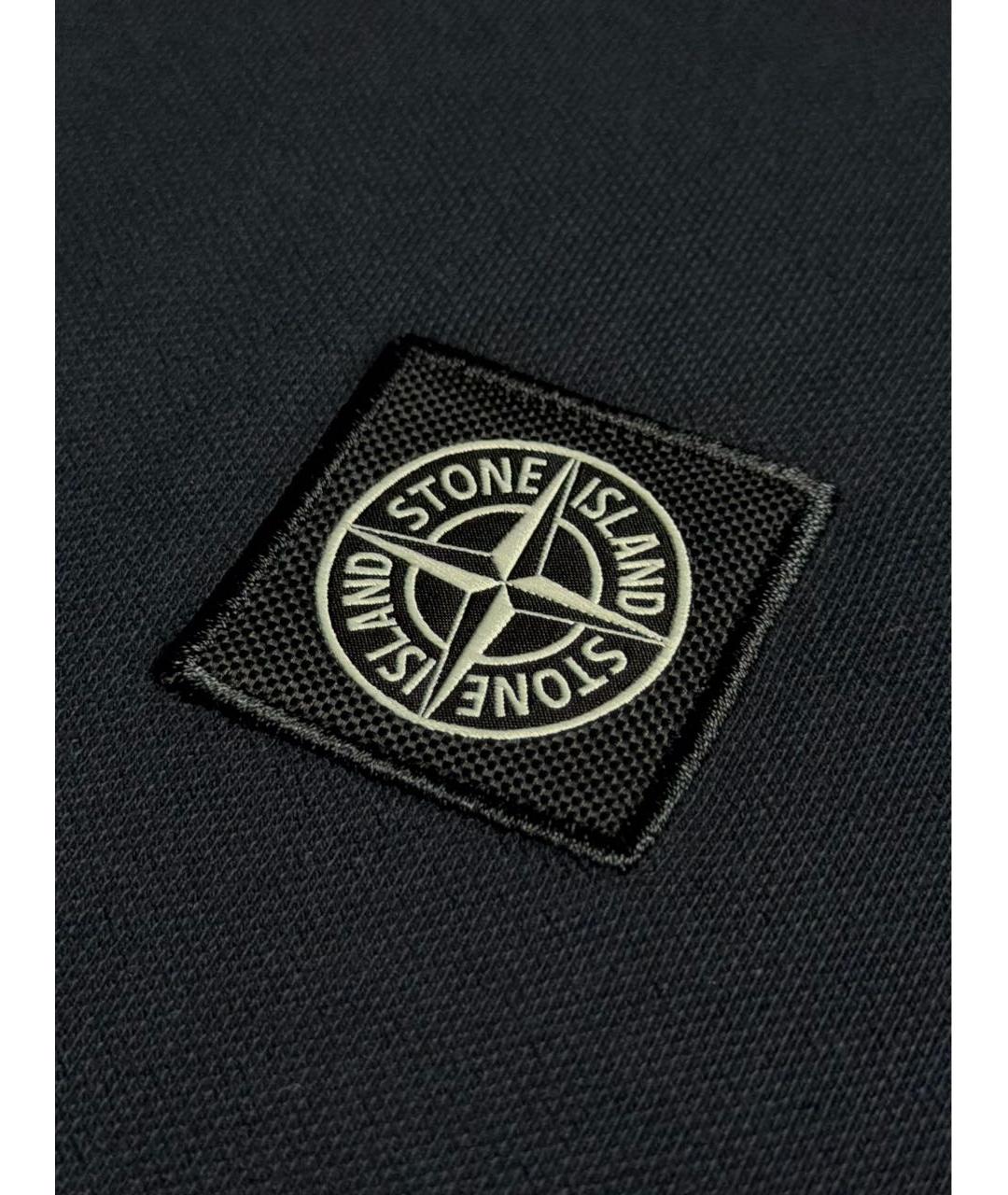STONE ISLAND Темно-синее хлопковое поло с коротким рукавом, фото 5