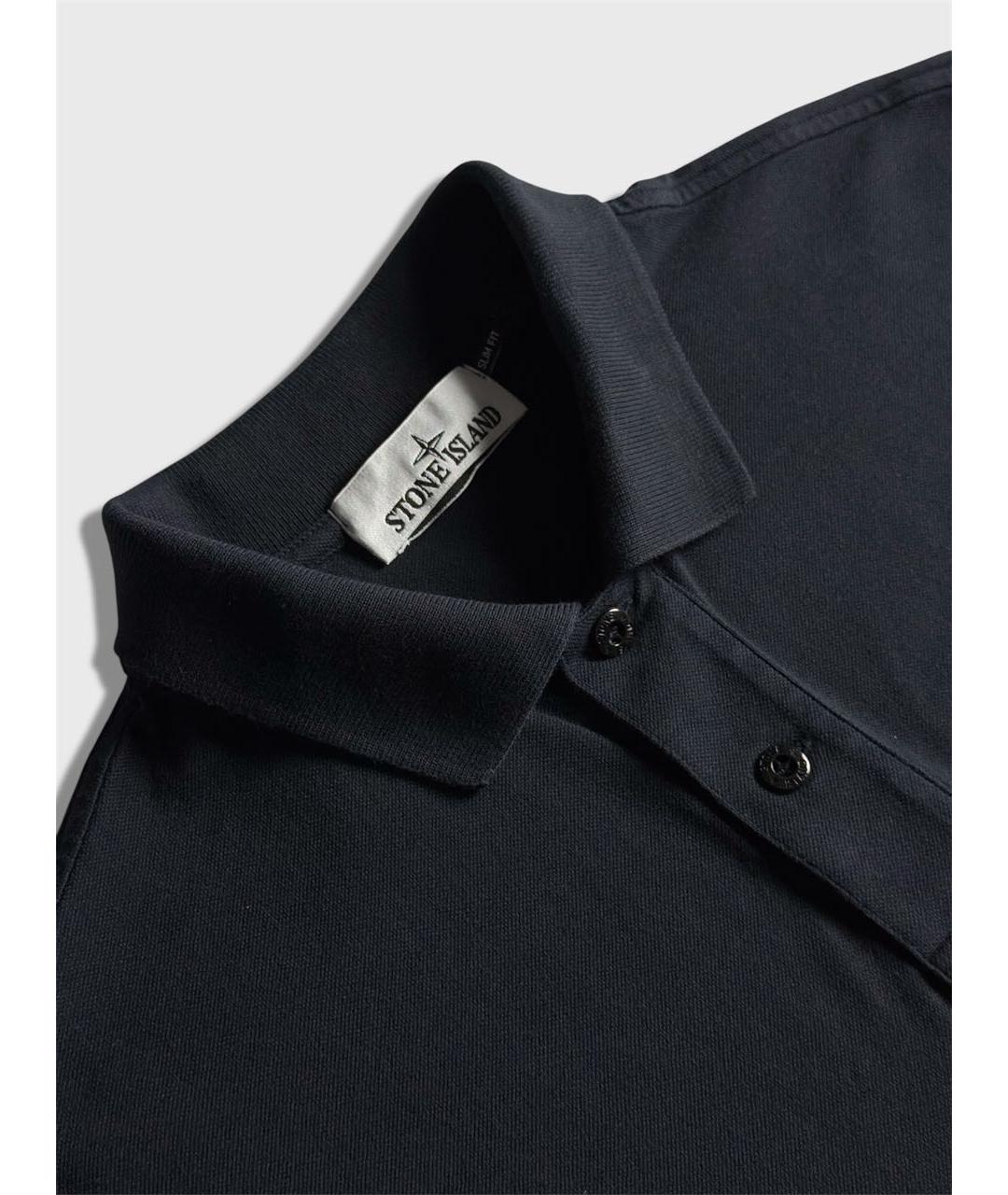 STONE ISLAND Темно-синее хлопковое поло с коротким рукавом, фото 3
