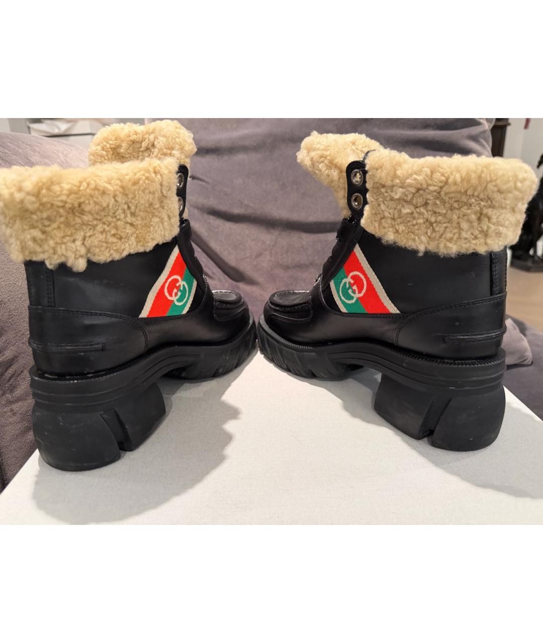 GUCCI Черные кожаные ботинки, фото 5