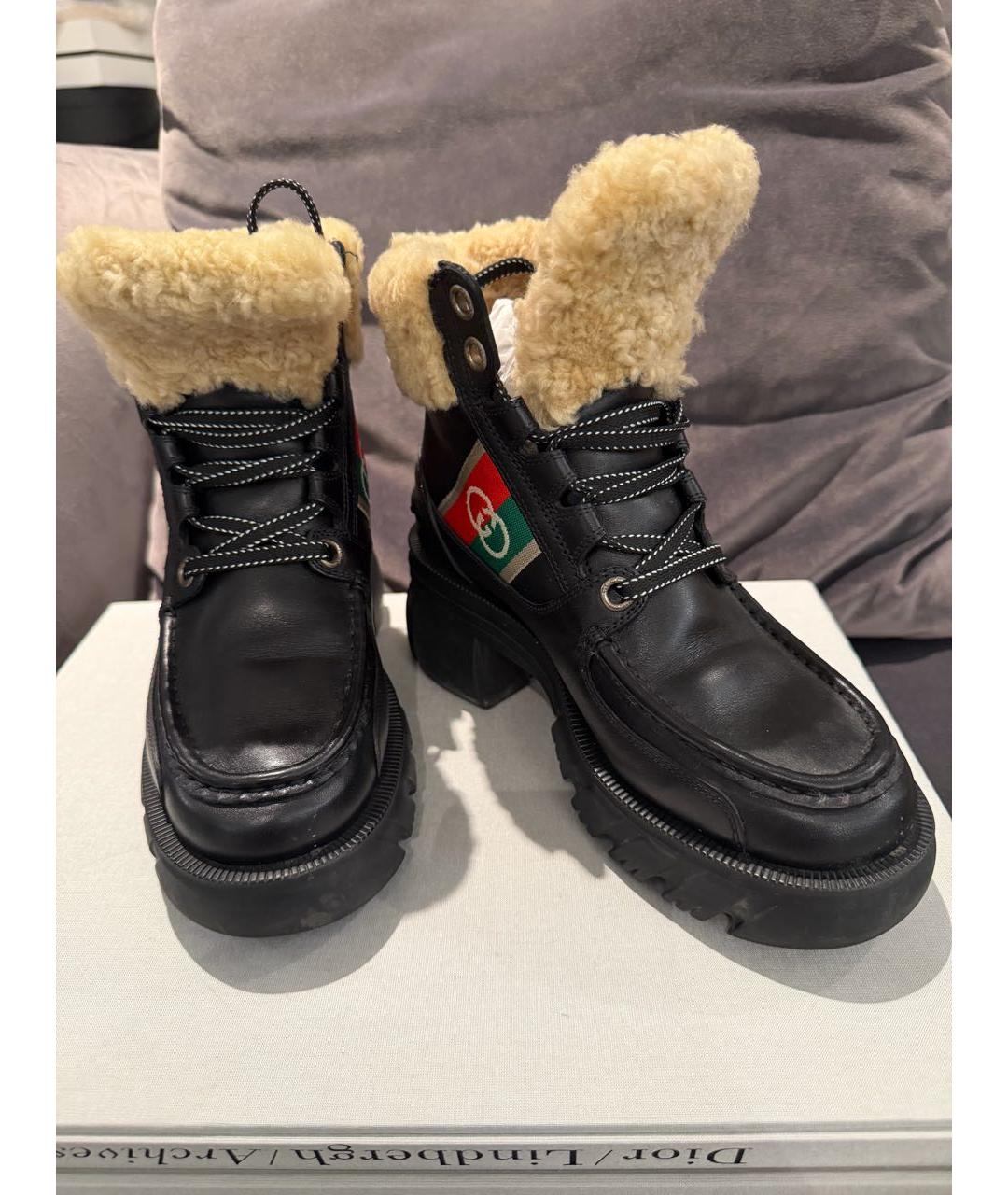 GUCCI Черные кожаные ботинки, фото 3