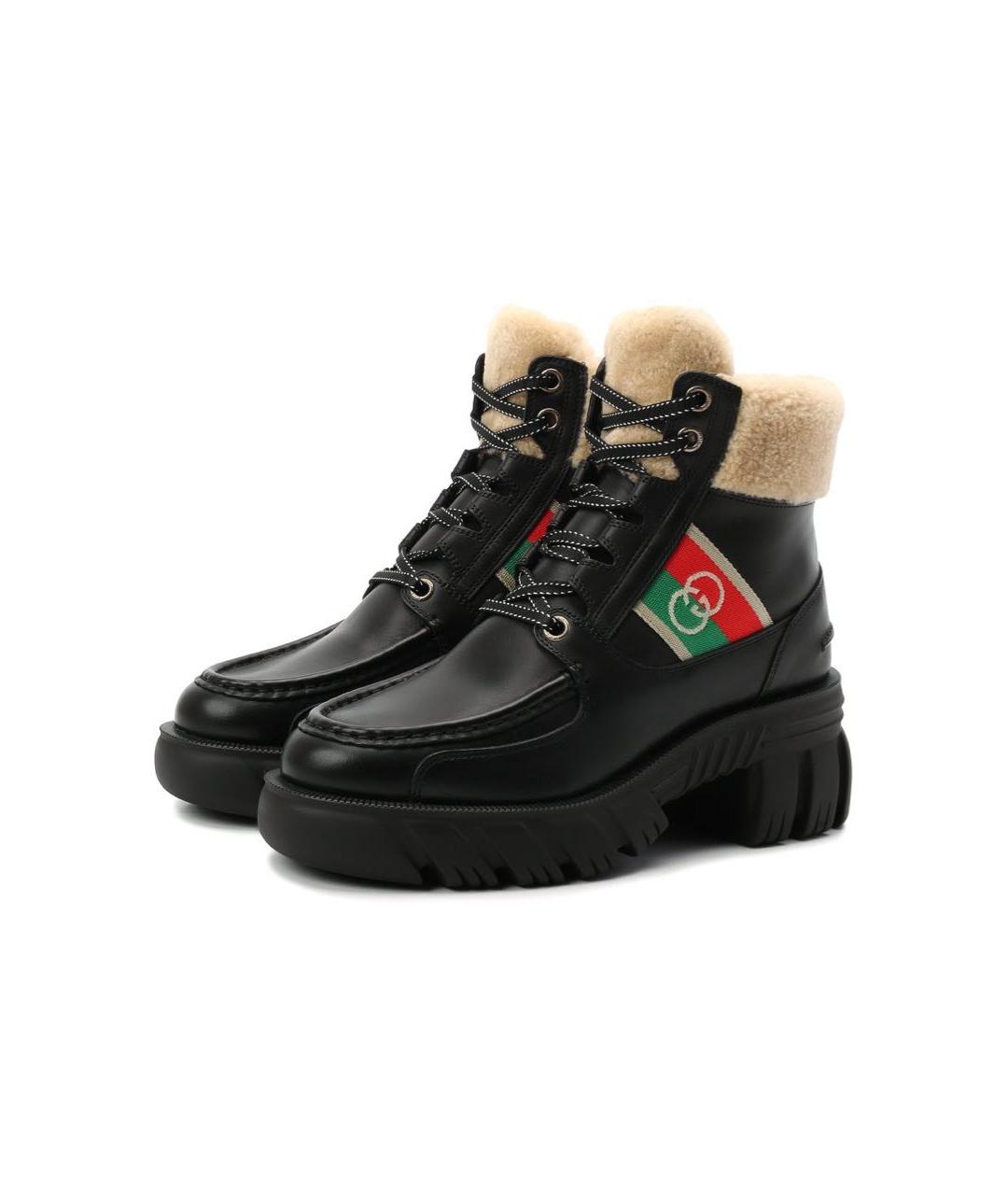 GUCCI Черные кожаные ботинки, фото 2
