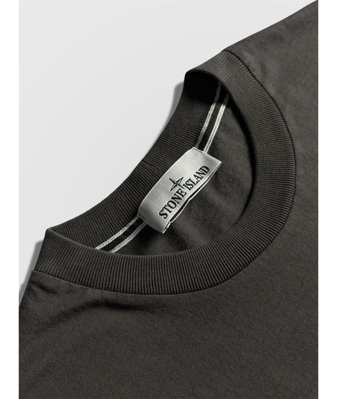 STONE ISLAND Антрацитовая хлопковая футболка, фото 3
