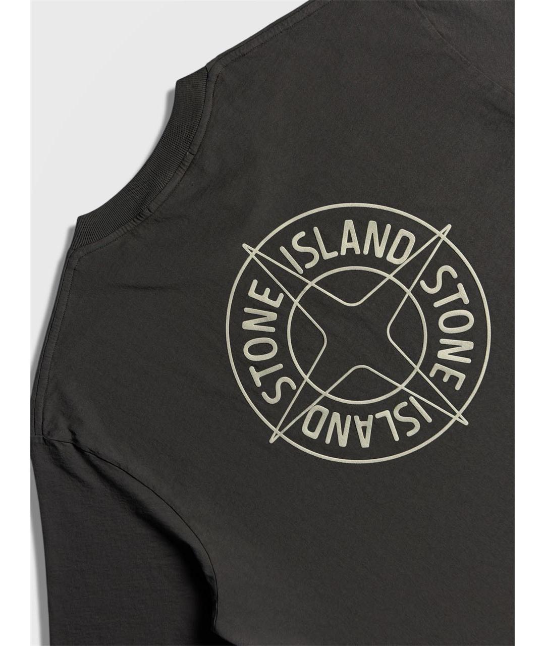STONE ISLAND Антрацитовая хлопковая футболка, фото 4