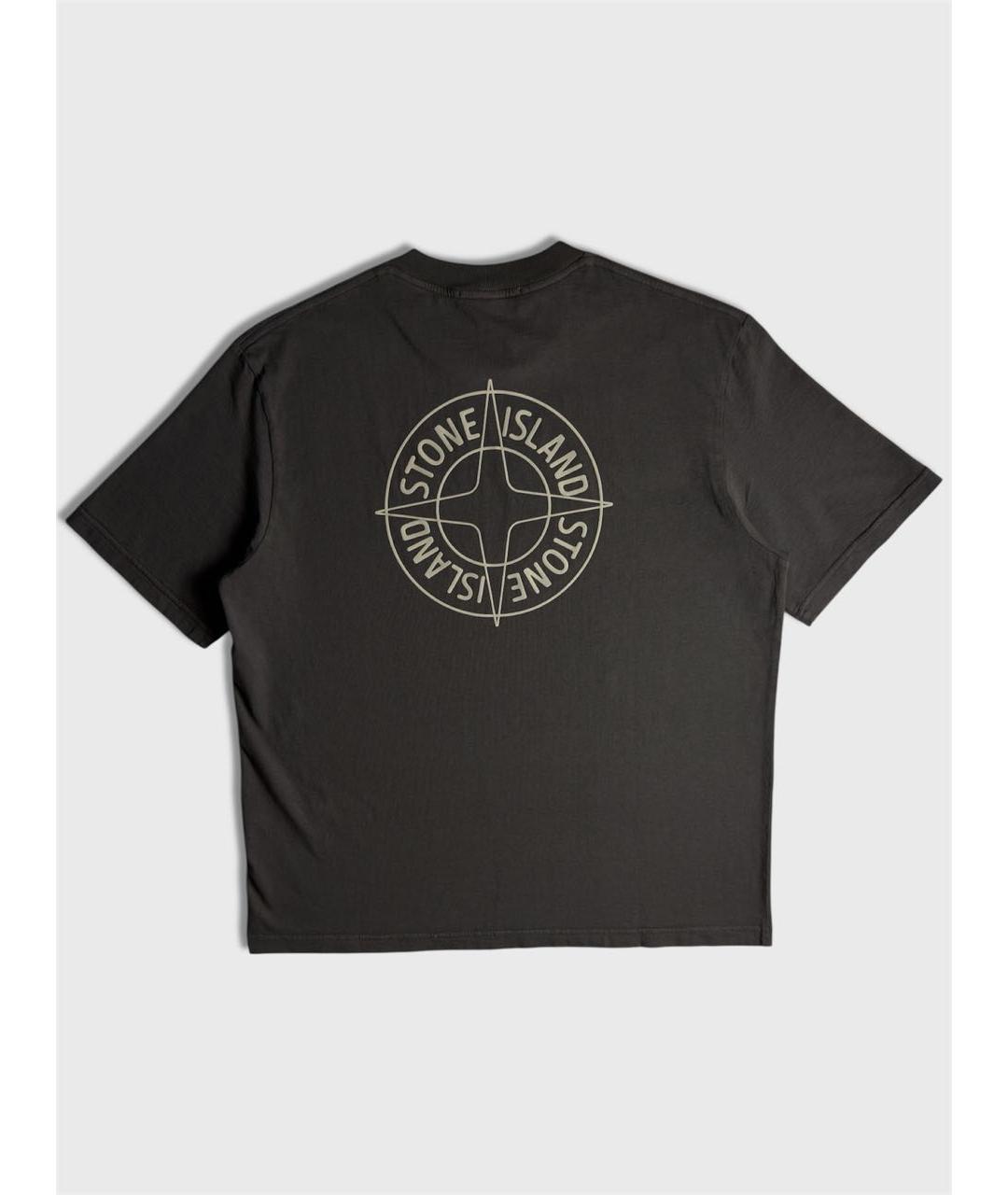 STONE ISLAND Антрацитовая хлопковая футболка, фото 2